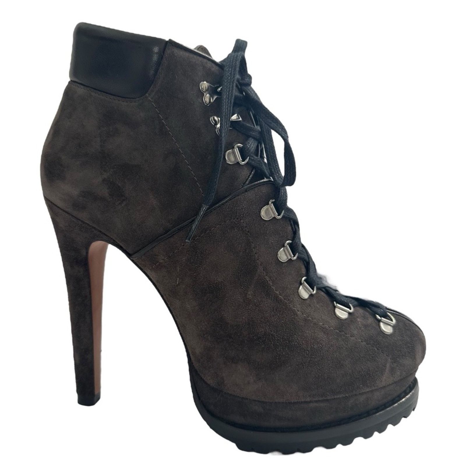 Alaia Seen on Beyonce Grey Suede Hiker Ankle Boots EU 38 Platform Size US 8 / IT 38 - 1 Thumbnail