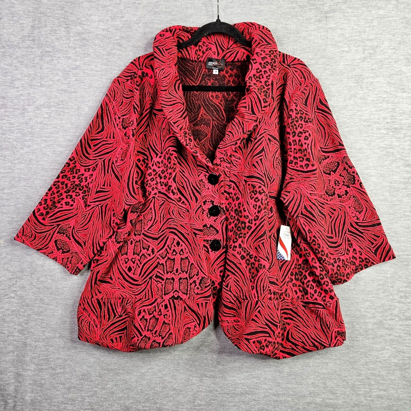 Vintage Vintage Jacket Andria Lieu Collection Animal Print Blazer Plus Sz 3X USA NWT Womens Size XXL / US 16-18 / IT 52-54 - 2 Thumbnail