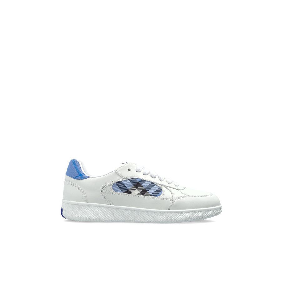 Burberry White Blue Check Terrace Leather Sneakers New And A