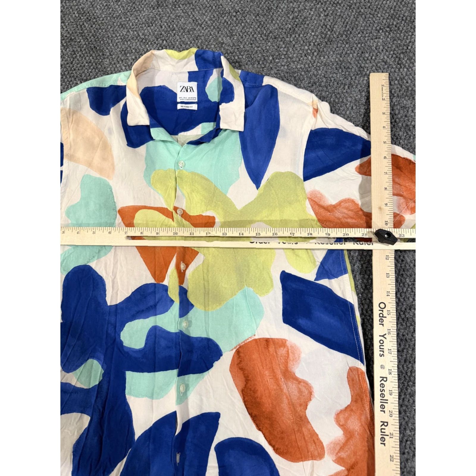 Zara Zara Shirt Mens L Multicolor Abstract Print Short Sleeve Button Up Casual Regular Fit Night? Size US L / EU 52-54 / 3 - 5 Thumbnail