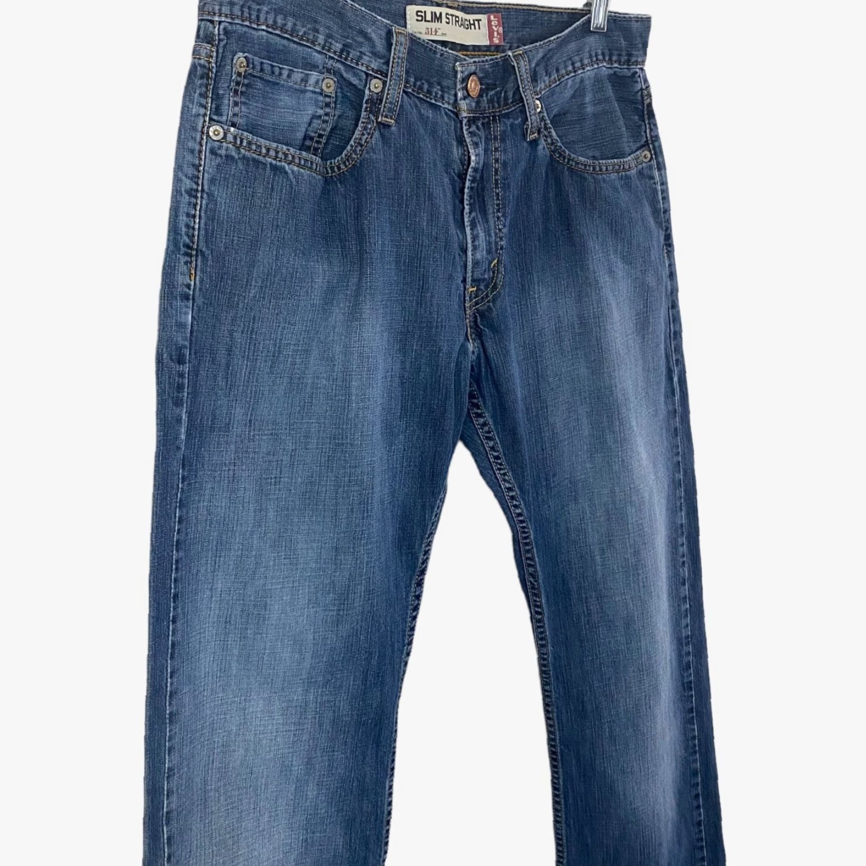 Levi's Levi's 514 Slim Straight Jeans Mens 32X30 Blue Medium Wash Denim Size US 32 / EU 48 - 4 Thumbnail