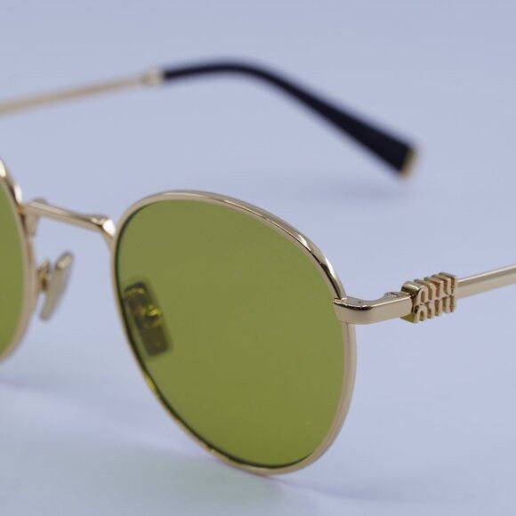 Miu Miu Miu Miu MU55ZS 5AK07O Sunglasses Gold Round Frame Size ONE SIZE - 8 Thumbnail
