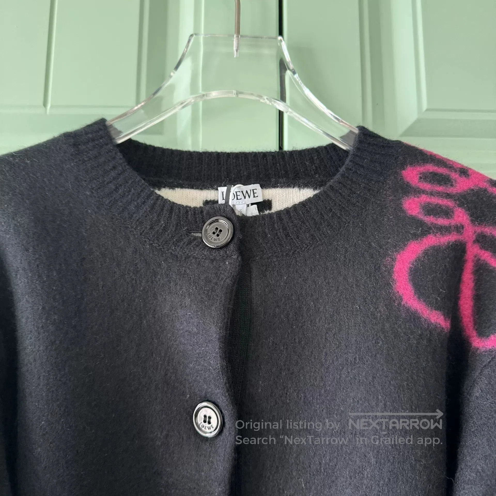 Loewe LOEWE Black Wool Cardigan with Logo. Size S / US 4 / IT 40 - 5 Thumbnail