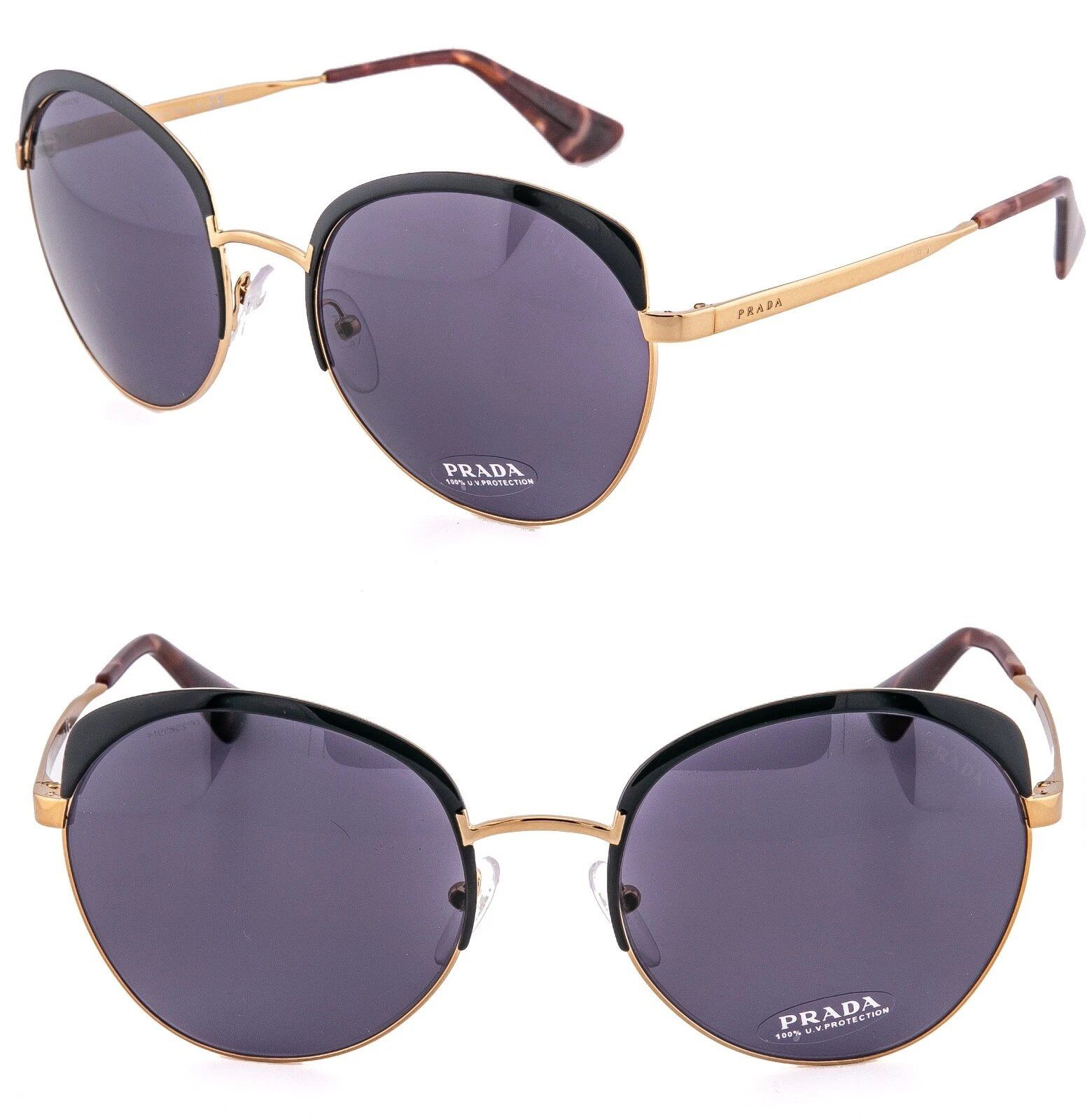 Prada PRADA 54S PR54SS CINEMA Oval Gold Black Violet Sunglasses Size ONE SIZE - 1 Thumbnail