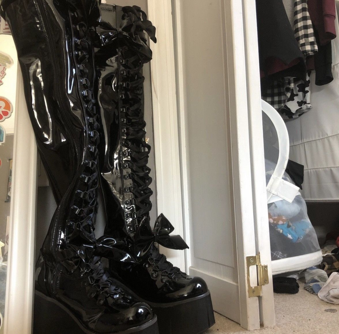 Demonia Cult DEMONIA Kera-303 Thigh High Boots With Bow Accent Size US 7 / IT 37 - 2 Preview