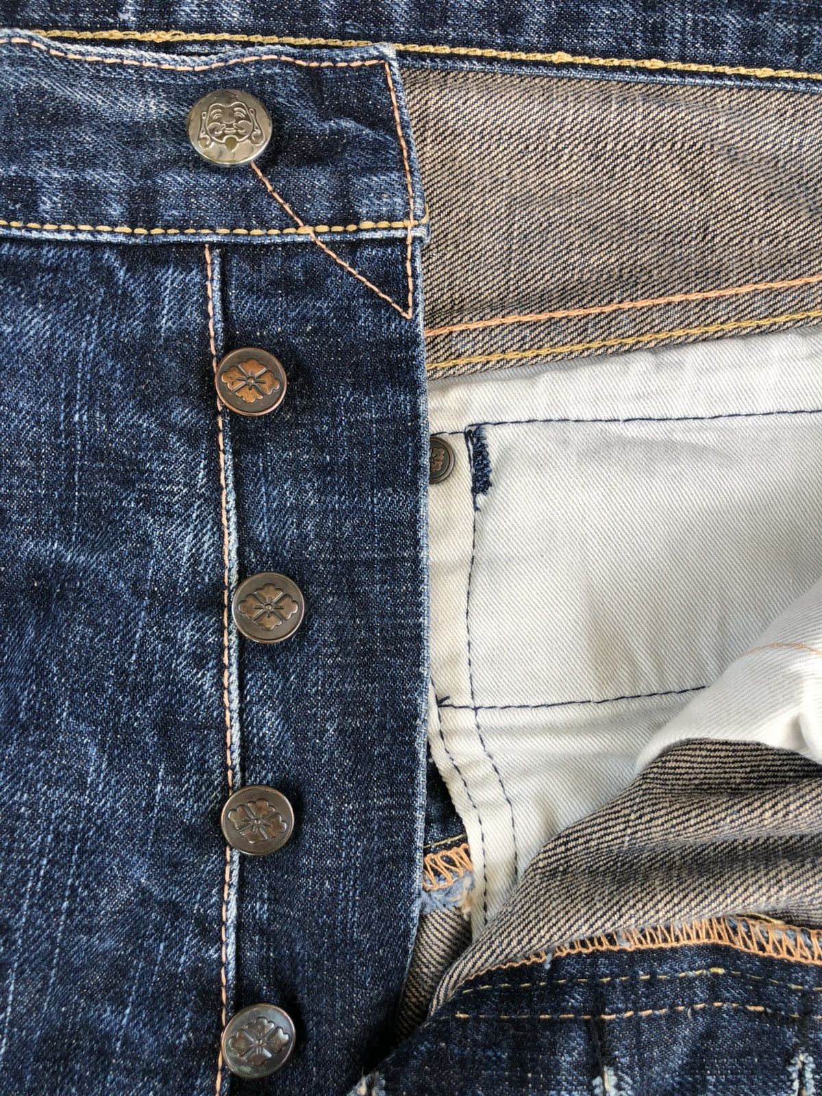 Evisu Evisu Lot 5040 Sakura Daicock Selvedge Denim Distressed Size US 35 - 21 Thumbnail