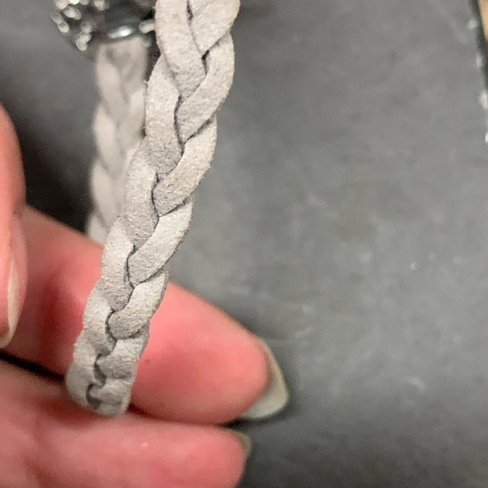 Designer Gray Braided Bracelet with Adjustable Closure Size ONE SIZE - 2 Thumbnail
