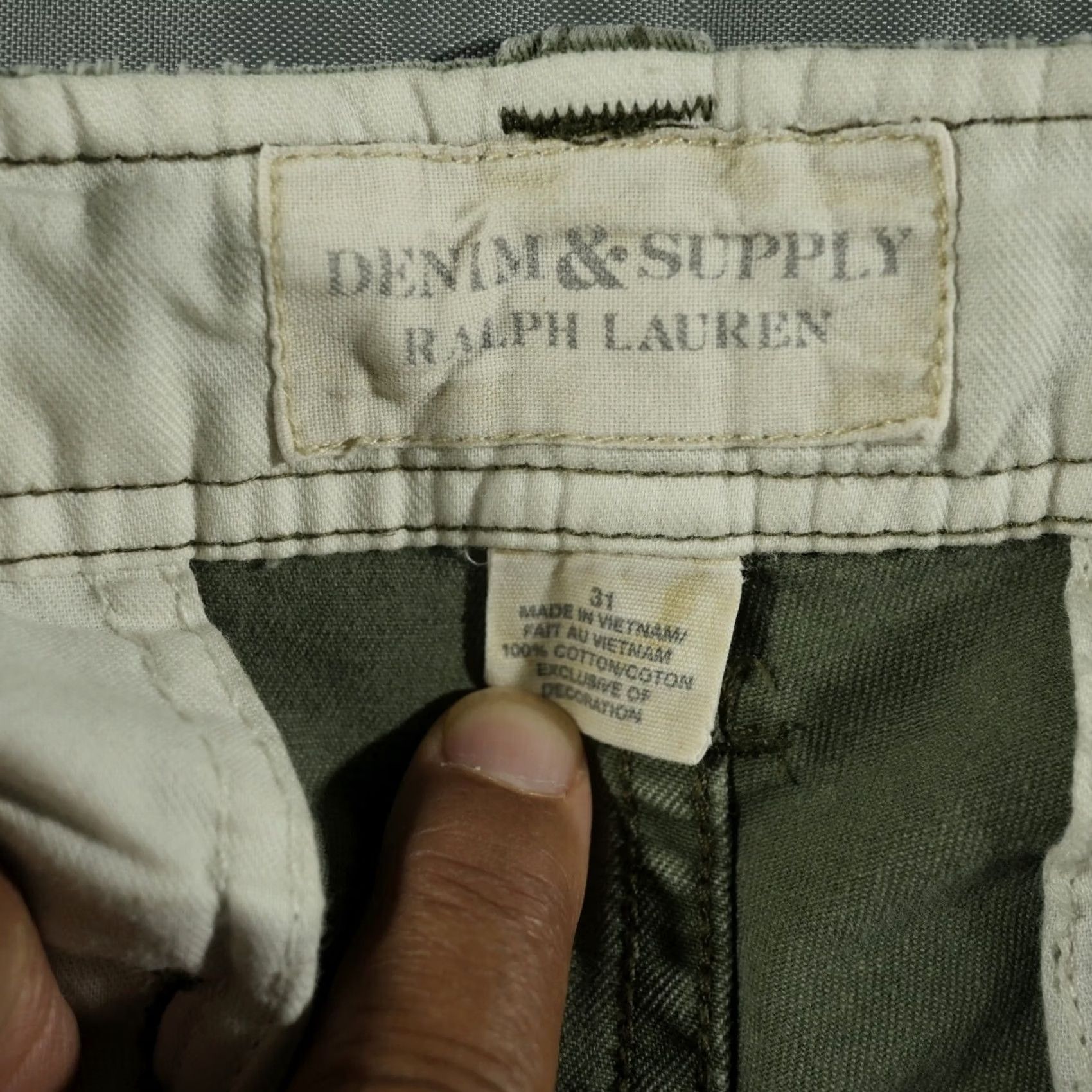Ralph Lauren Ralph Lauren Shorts Mens 31 Green Denim Supply Cargo Military Utility Chino Cargo Pocket Distressed Canvas Cotton Relaxed 90s Outdoor Size US 31 - 5 Thumbnail