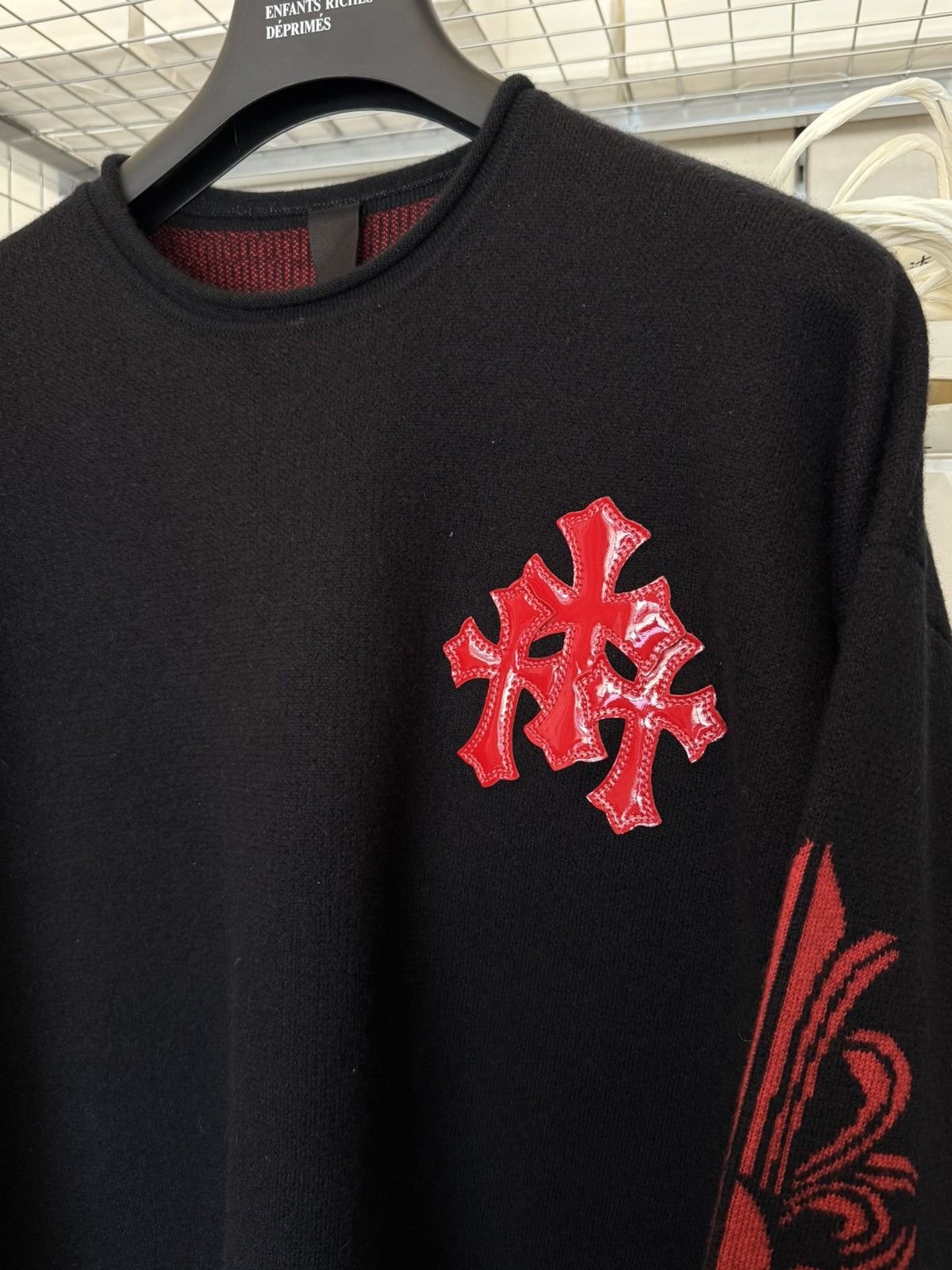 Chrome Hearts cashmere sweater Red Cross fleur leather patch Size US XL / EU 56 / 4 - 3 Thumbnail