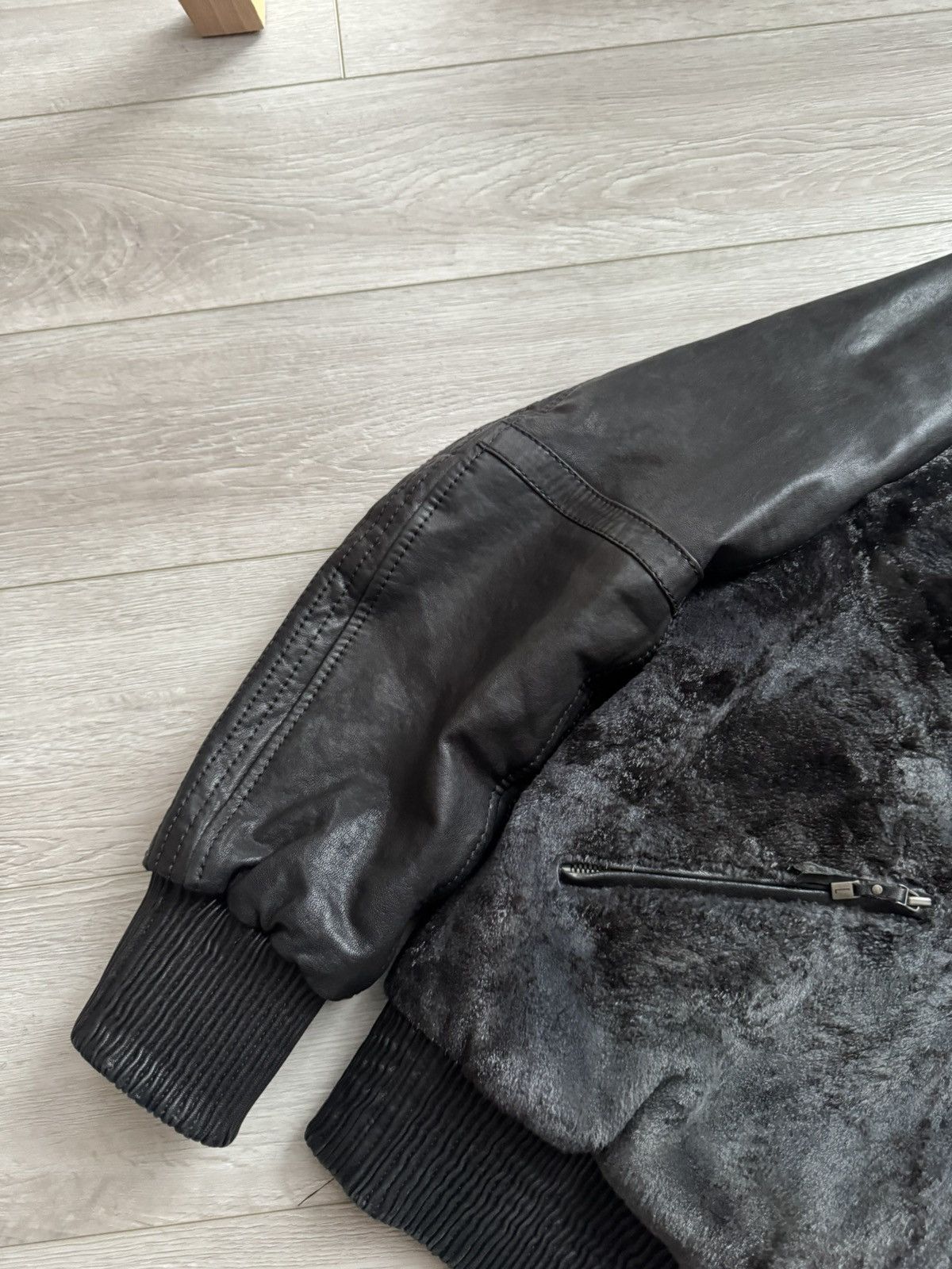 Vintage Levinson Black Leather Shearling Bomber Jacket Size US M / EU 48-50 / 2 - 4 Thumbnail