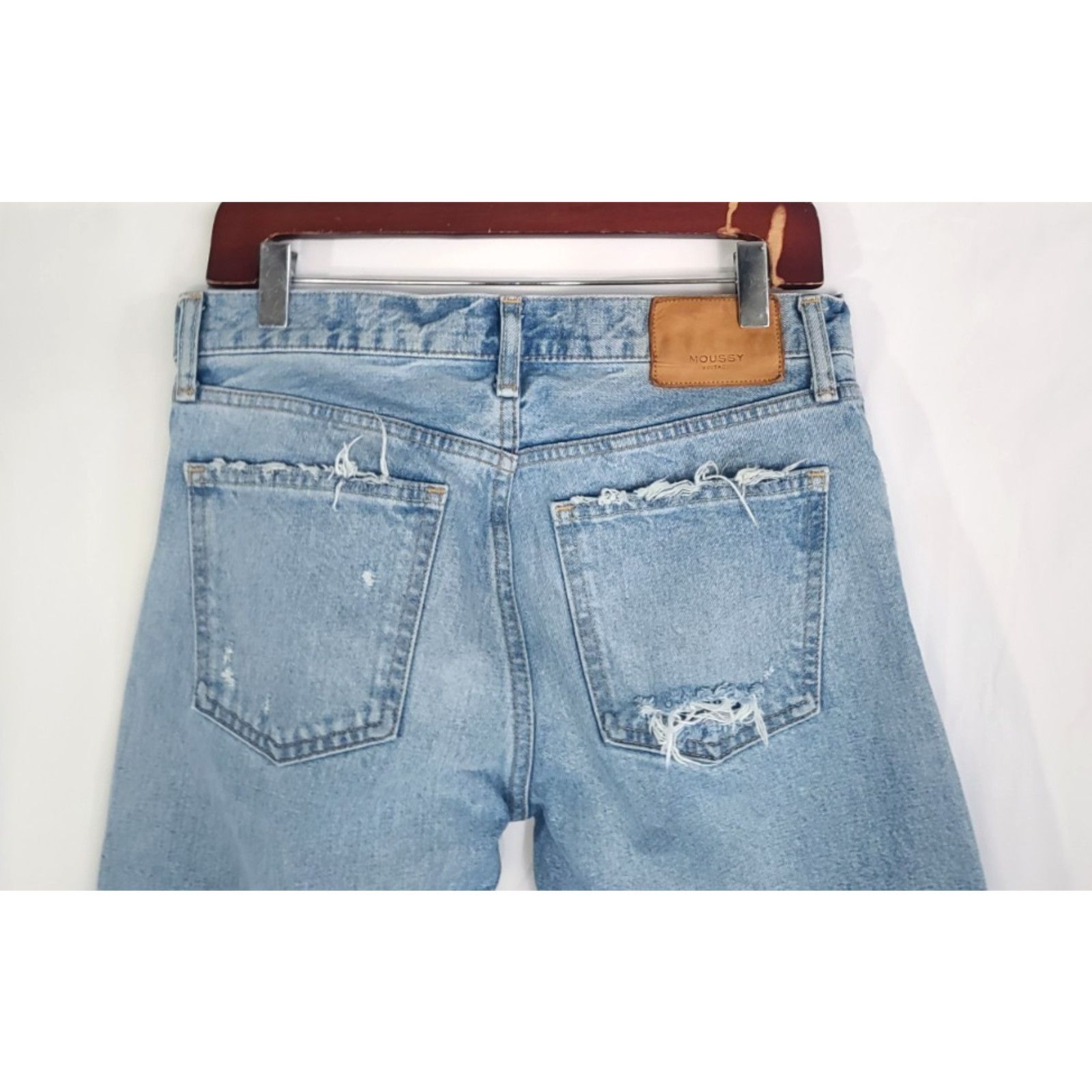 MOUSSY Moussy Vintage Womens May Tapered Destroyed Jeans Blue 27 Size 27" / US 4 / IT 40 - 7 Thumbnail