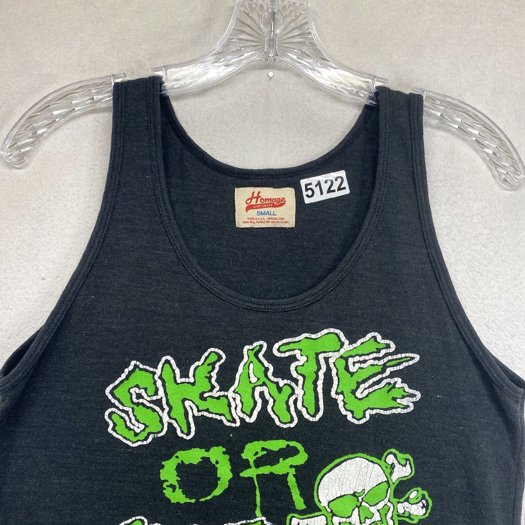 Vintage Homage Skate Or Die Graphic Muscle Shirt Tank Top XS Black 90s Skater Unisex Size US XS / EU 42 / 0 - 3 Thumbnail