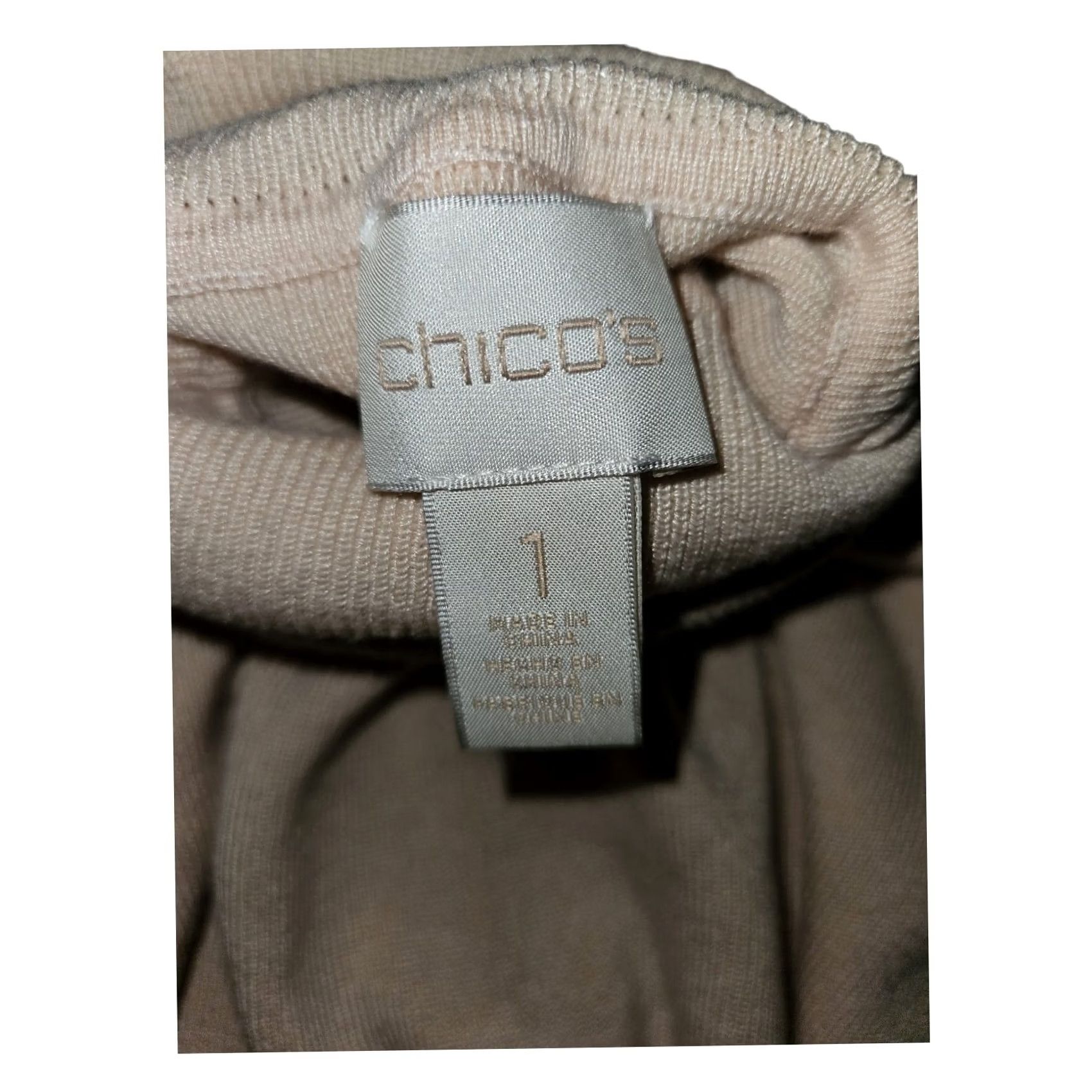 Vintage Chico's Pullover Sweater Beige Turtleneck Long Sleeve Lightweight Classic, Preppy, Teacher Womens Size 1 Regular Size XS / US 0-2 / IT 36-38 - 2 Thumbnail