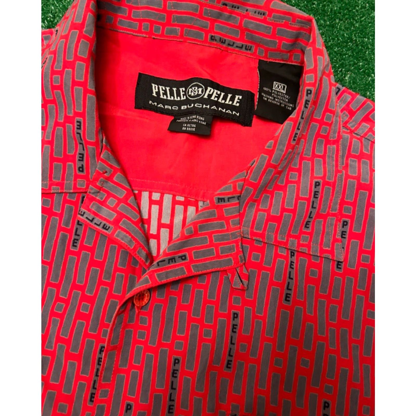 Pelle Pelle VINTAGE Pelle Pelle Marc Buchanan All Over Print Button Up Shirt XXL Red 90s Y2K Retro Hip Hop Grunge Theme Mens Shirt Size US XXL / EU 58 / 5 - 2 Thumbnail
