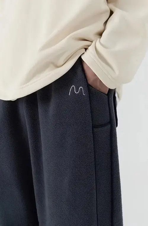 VIBE 20AW Indigo Union Japan Dark Grey Fleece Sashiko Pants Size US 32 / EU 48 - 4 Thumbnail