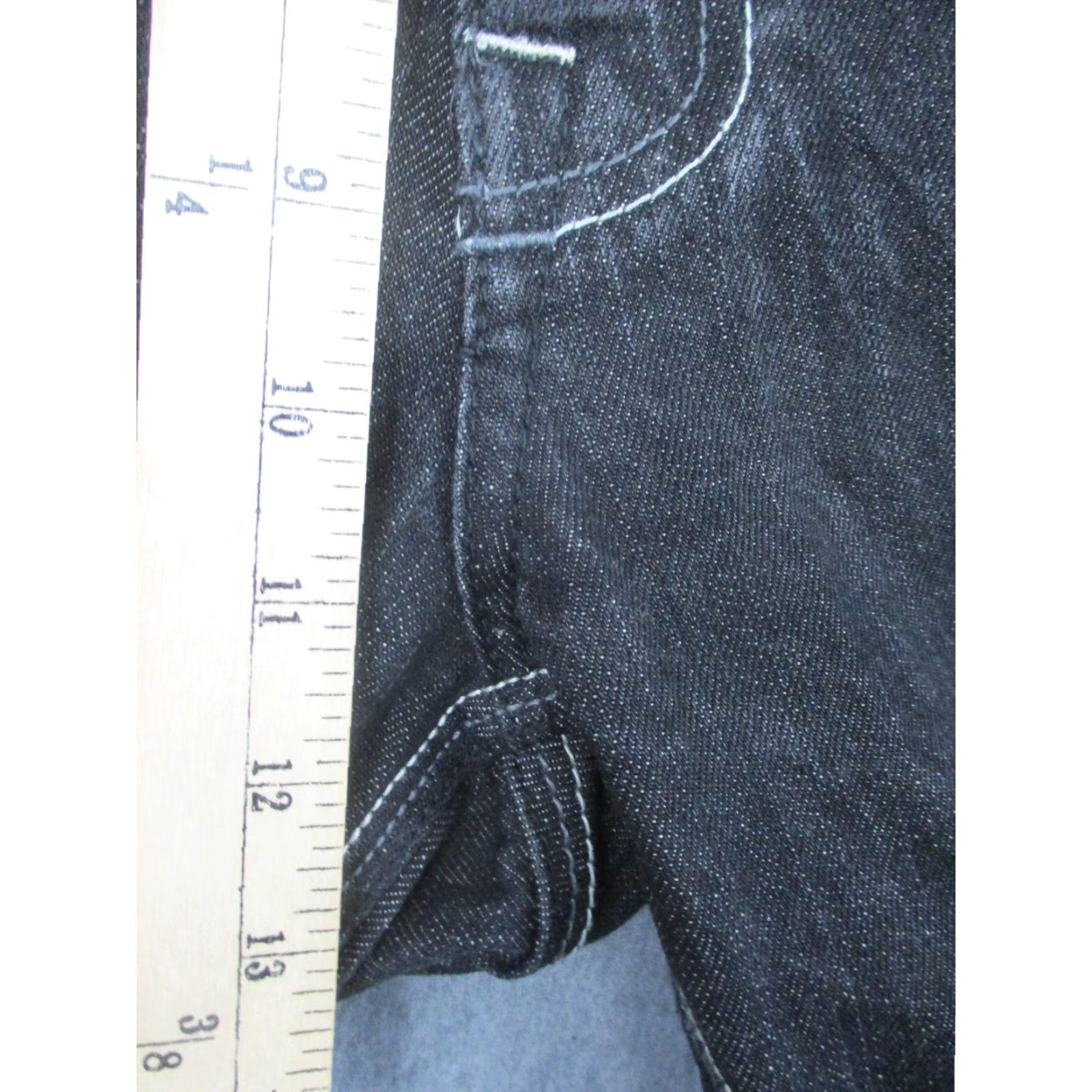 Denime Artful Dodger Jeans Mens 40 Black Denim Straight Leg Embroidered Pocket Knives Size US 40 / EU 56 - 4 Thumbnail