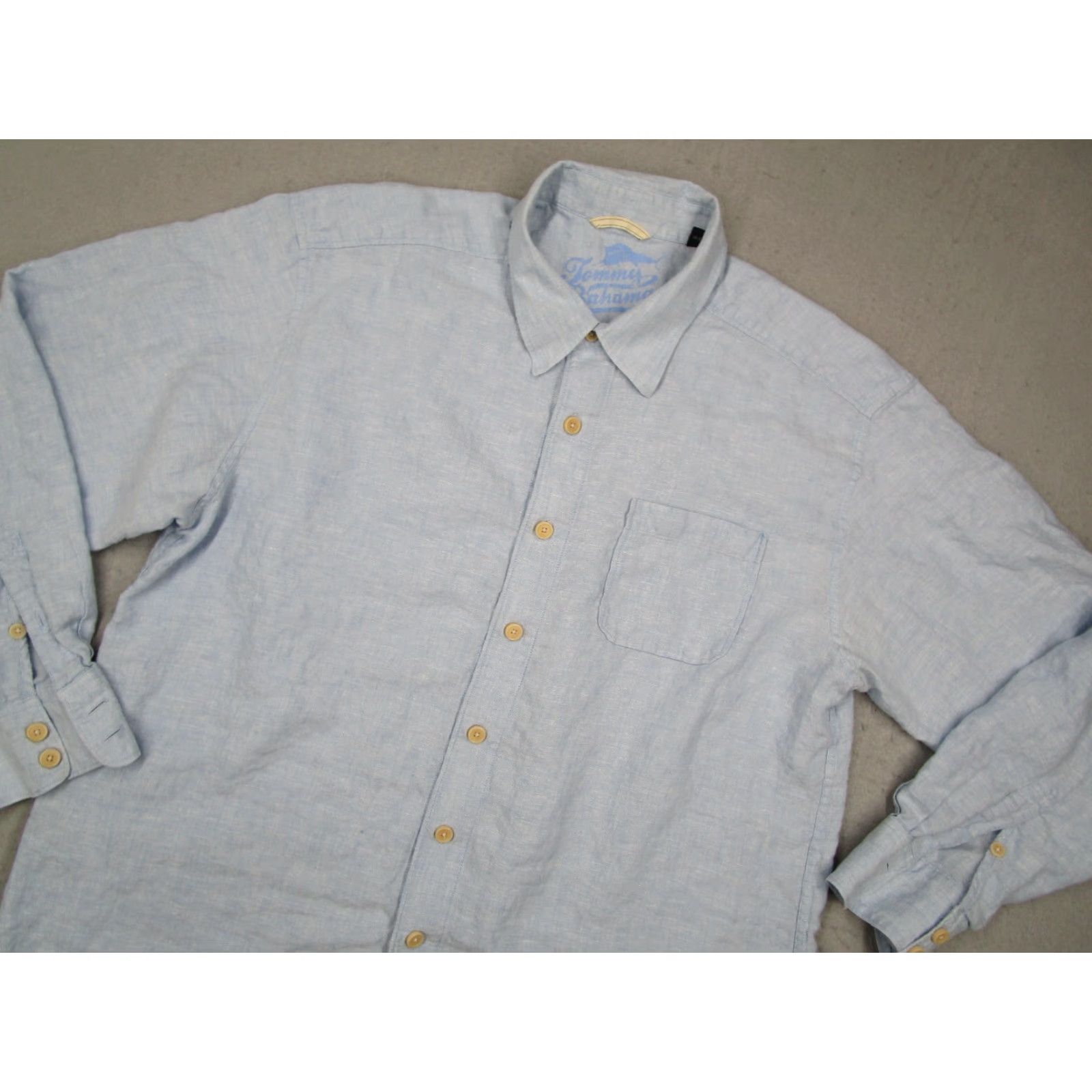 Tommy Bahama Tommy Bahama Shirt Men Extra Large Blue Linen Button Up Long Sleeve Travel Work Mens Size US XL / EU 56 / 4 - 2 Thumbnail