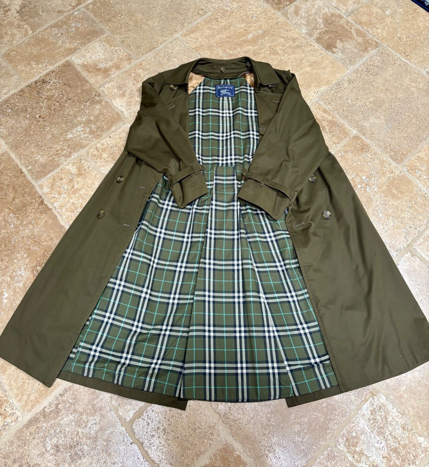 Burberry Rare M46 90s Burberry Trench Coat w/ Green House Check Size US XL / EU 56 / 4 - 1 Thumbnail