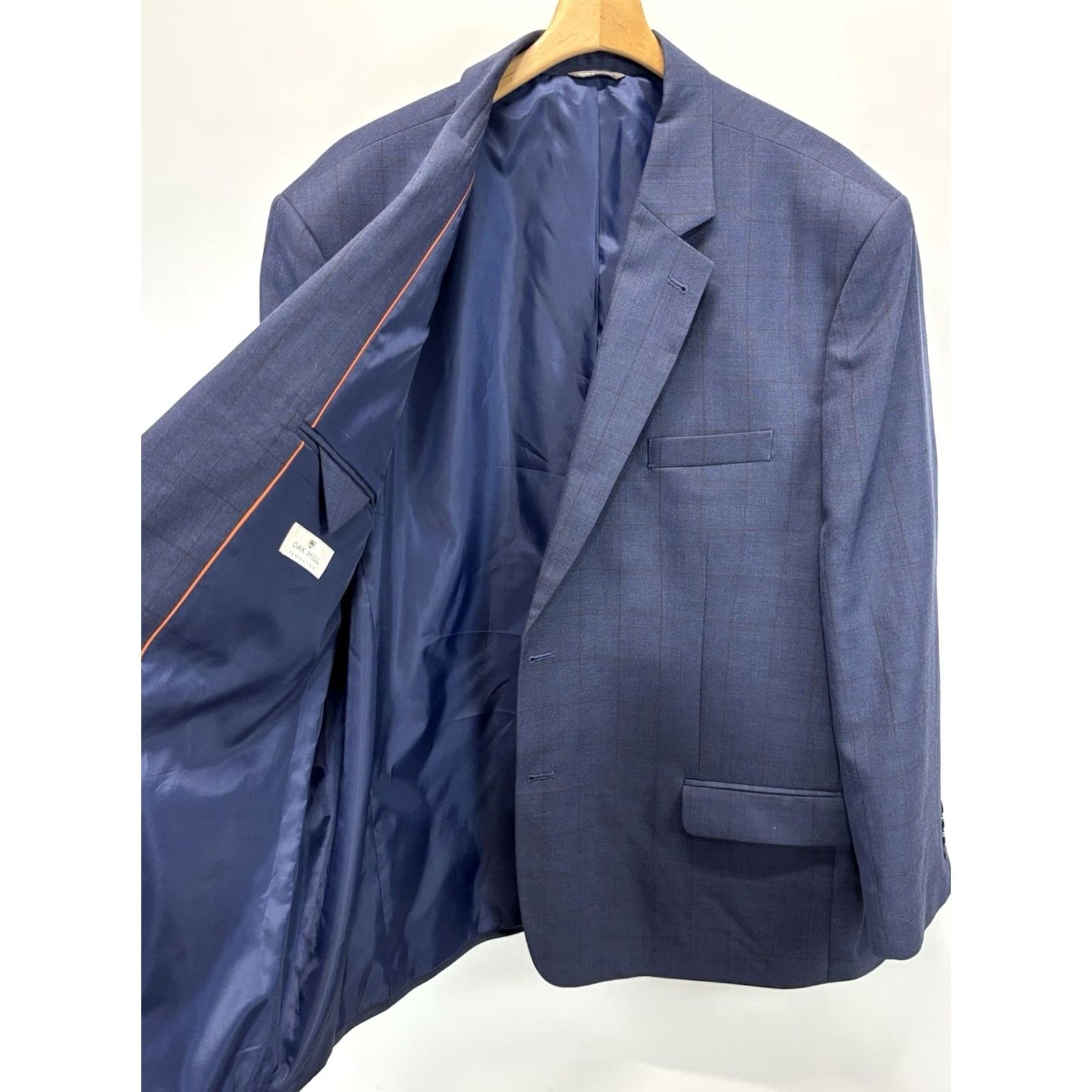 Vintage Oak Hill Blazer Sport Coat Mens 54L Big & Tall Blue Plaid 2 Button Career Check Shirt Size 54R - 5 Thumbnail