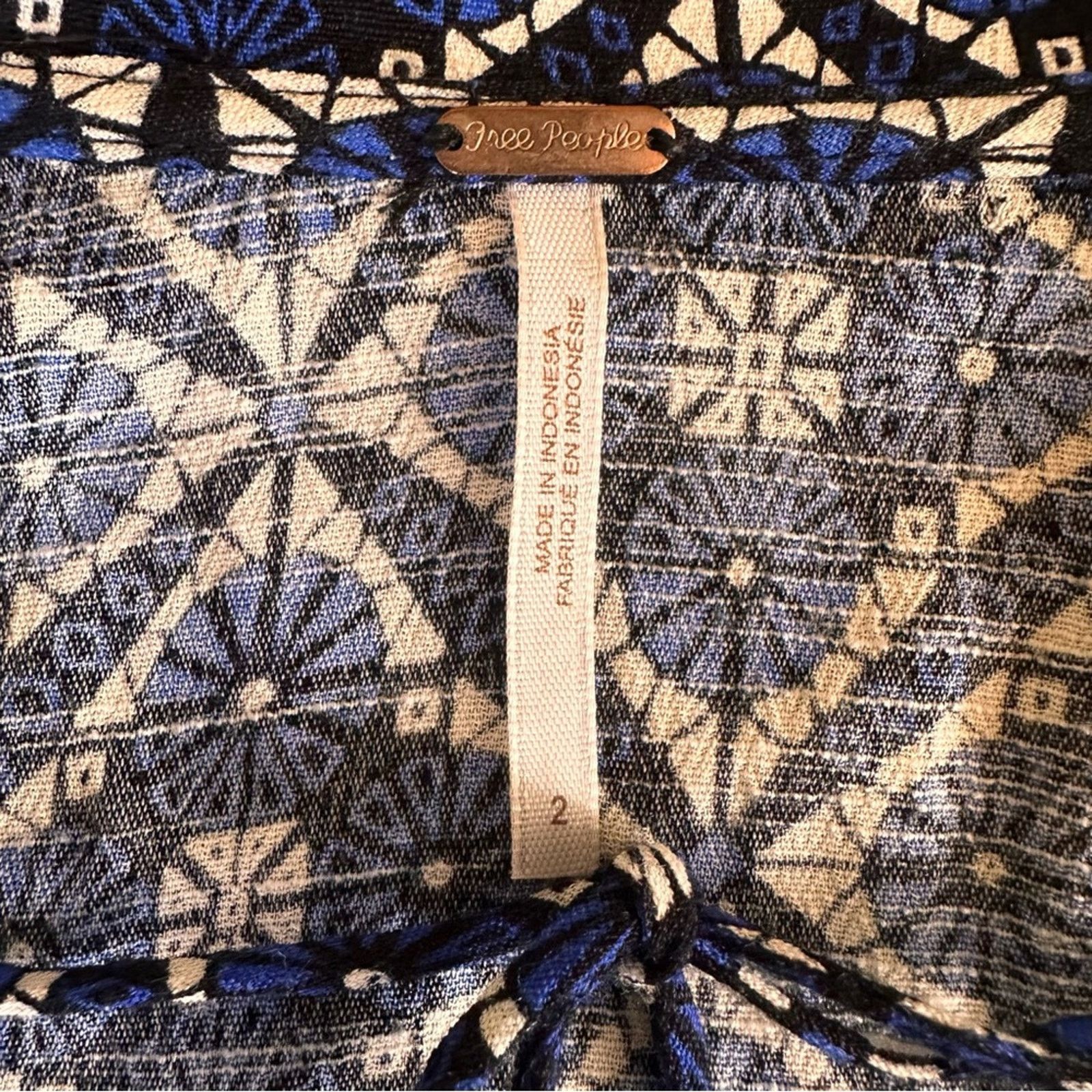 Free People Free People Melody Mosaic Mini Dress – Blue/Black – Size 2 Size XS / US 0-2 / IT 36-38 - 10 Thumbnail