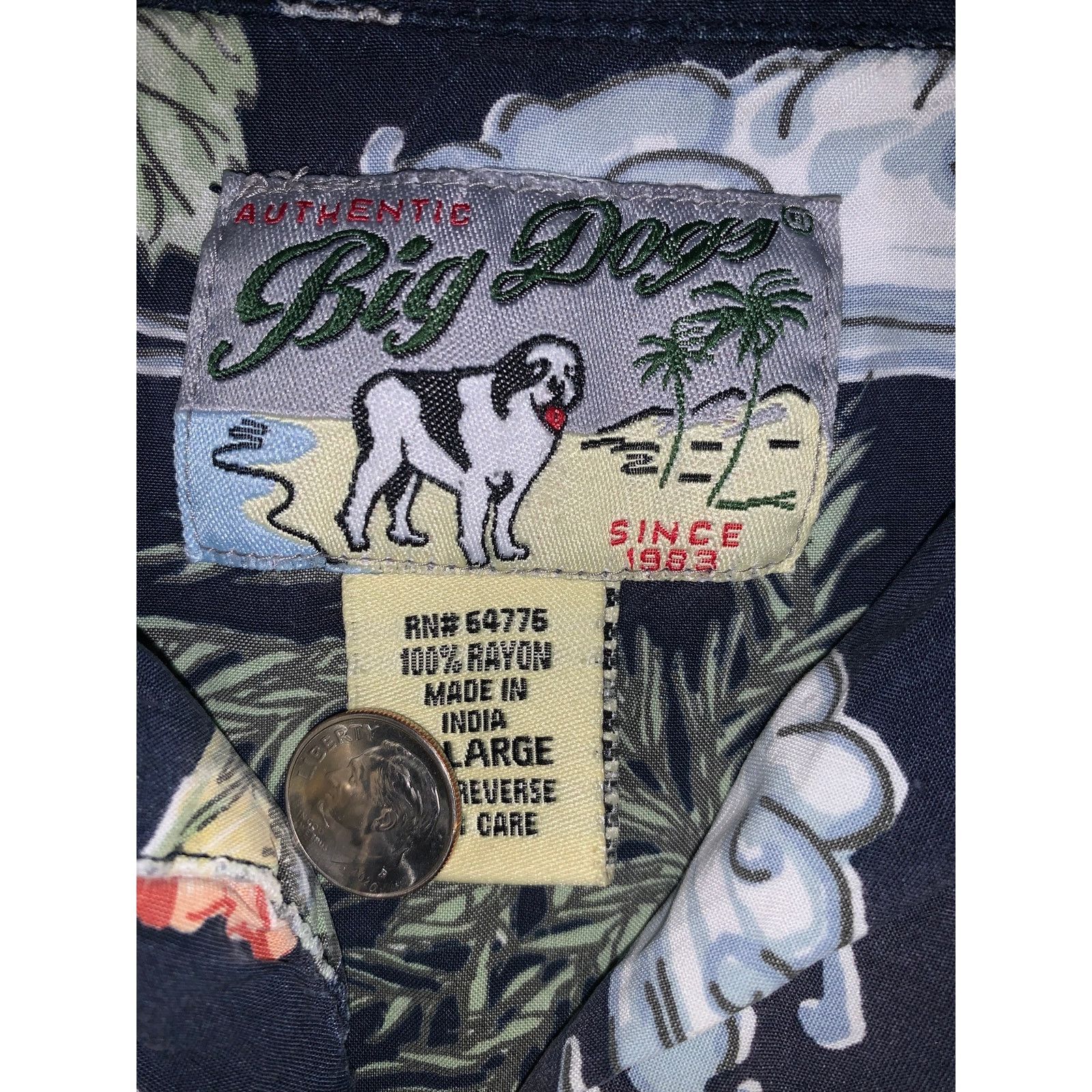 Big Dogs × Vintage Big Dogs Hawaiian Shirt XL Navy Rayon Aloha Camp Shirt 90s Size US XL / EU 56 / 4 - 6 Thumbnail
