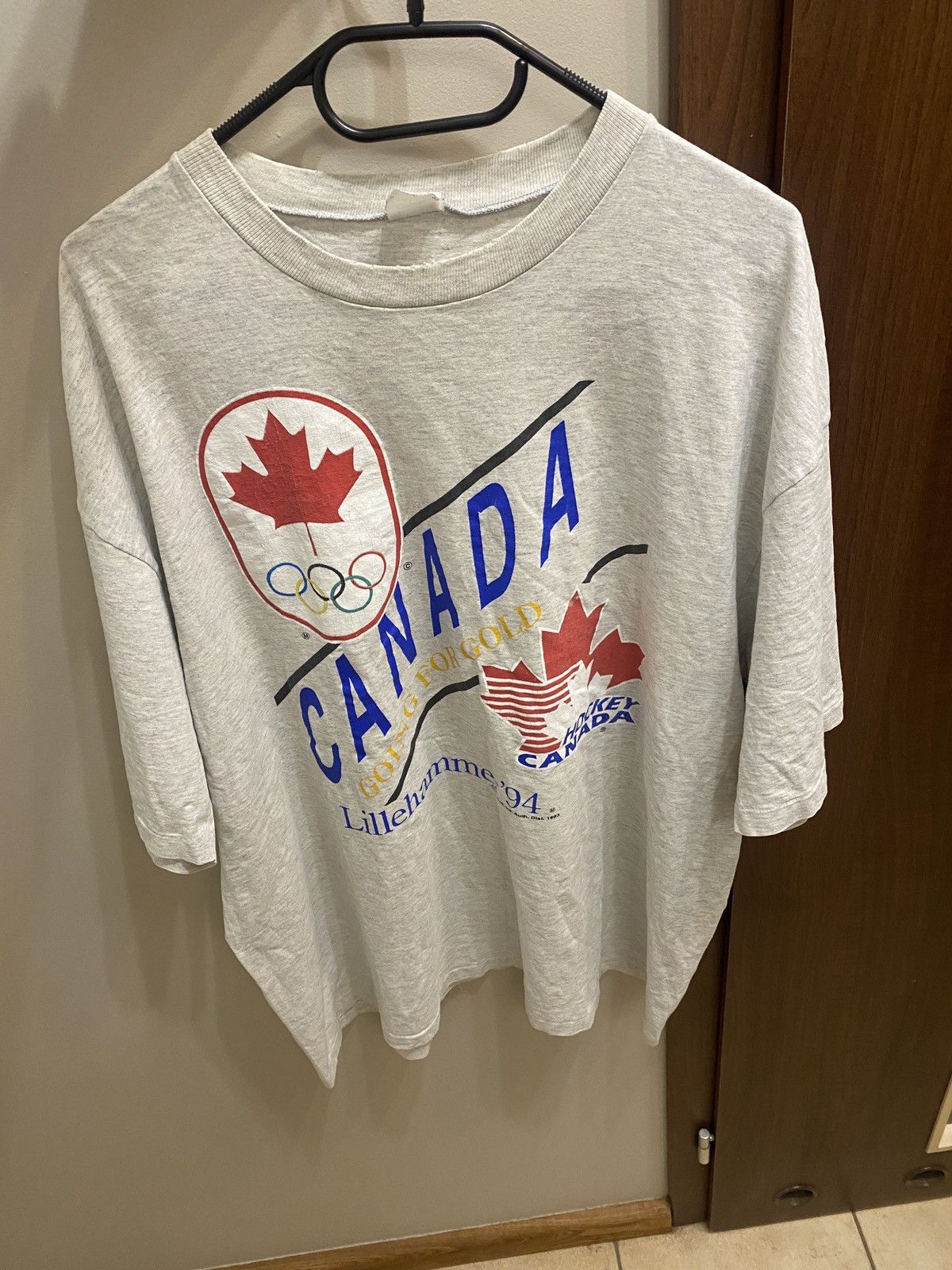 NHL Vintage hockey canada lillehammer tee 90s Size US XL / EU 56 / 4 - 1 Thumbnail