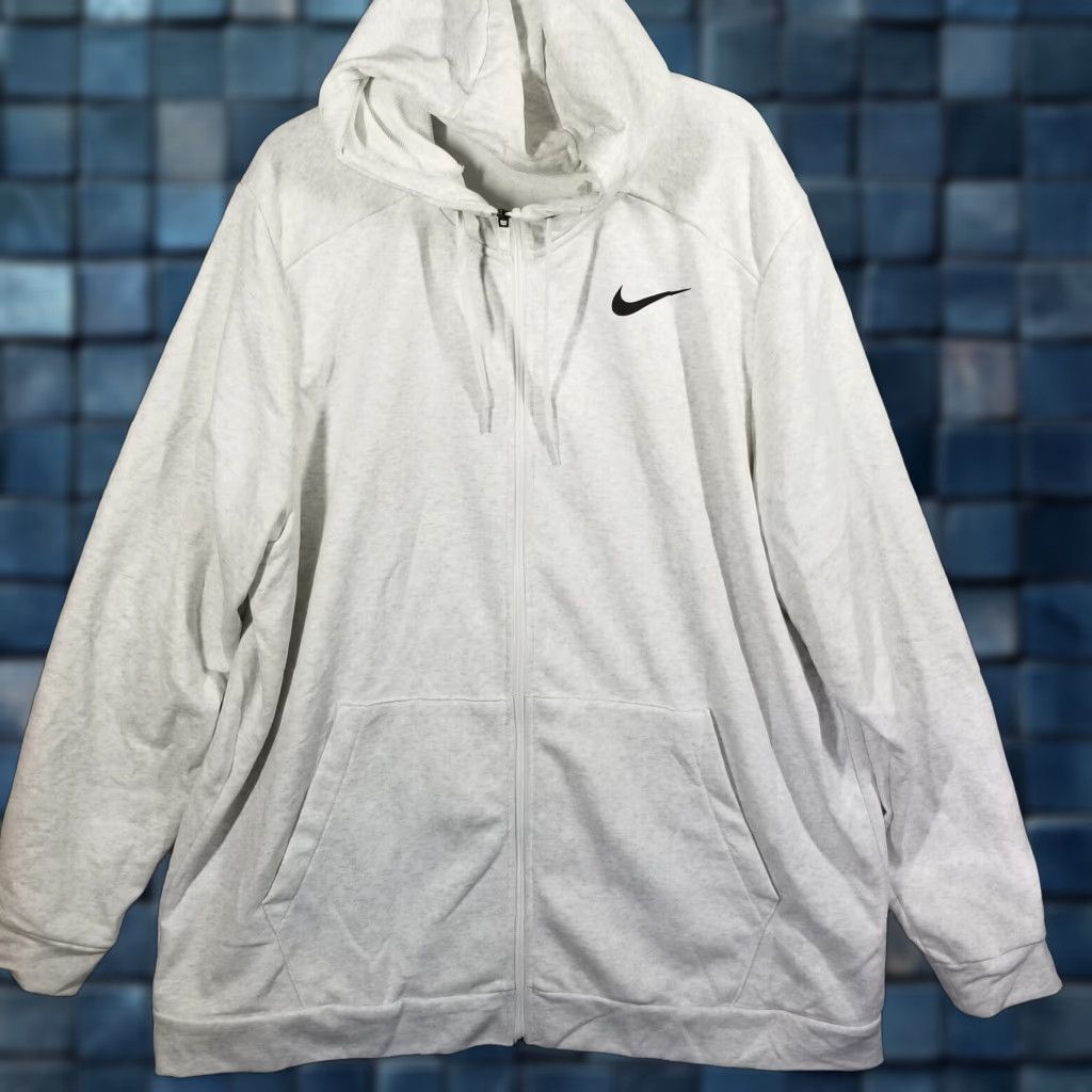 Nike Pro Dri-Fit Full Zip Hoodie Men 2XLT White Athletic Workout