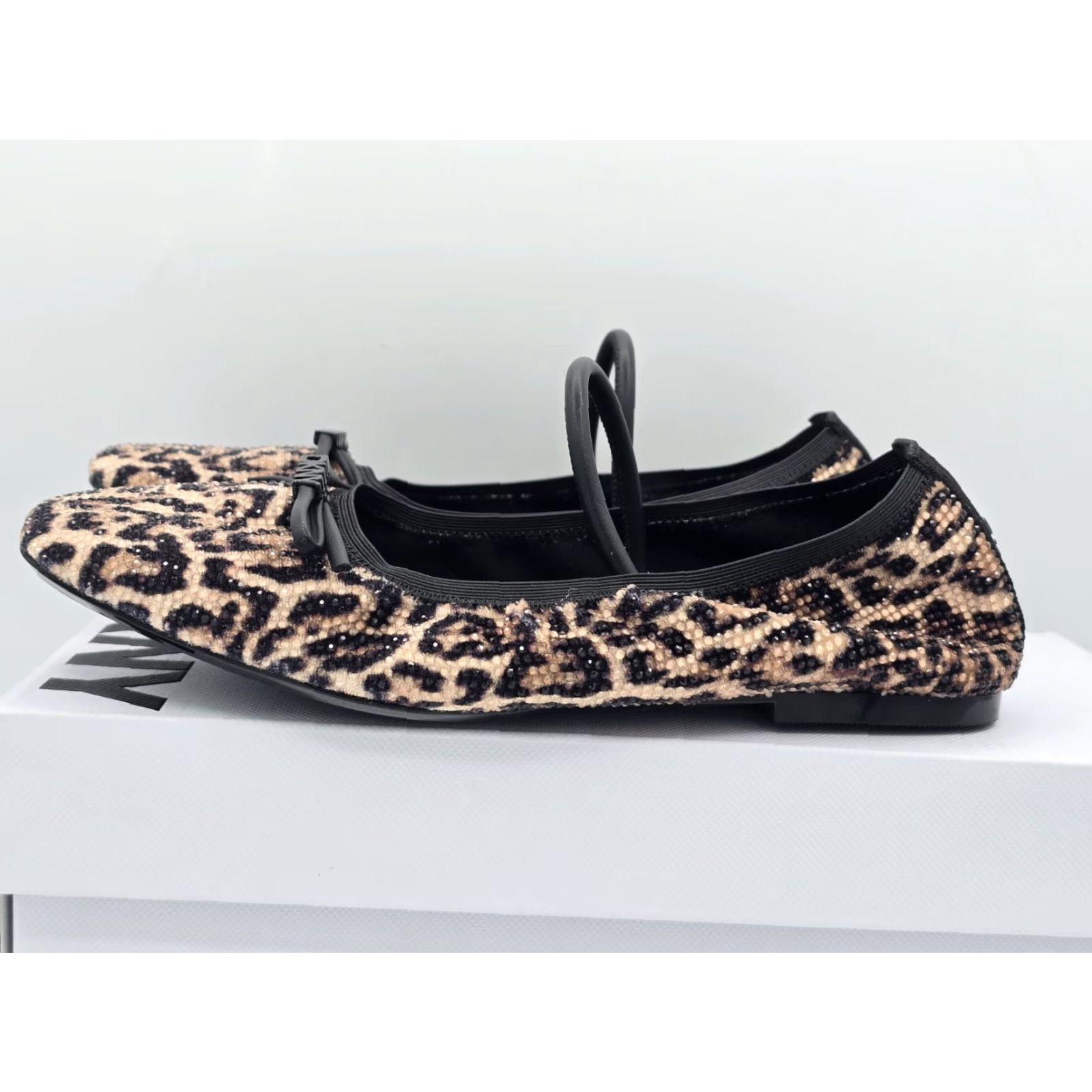 DKNY DKNY NIB Women’s Dale Ruched Ballet Flat - Natural - Size 6.5 - Brown Black - Square Toe - Slip On - Bow - Flat - Women Size US 4 / IT 34 - 4 Thumbnail
