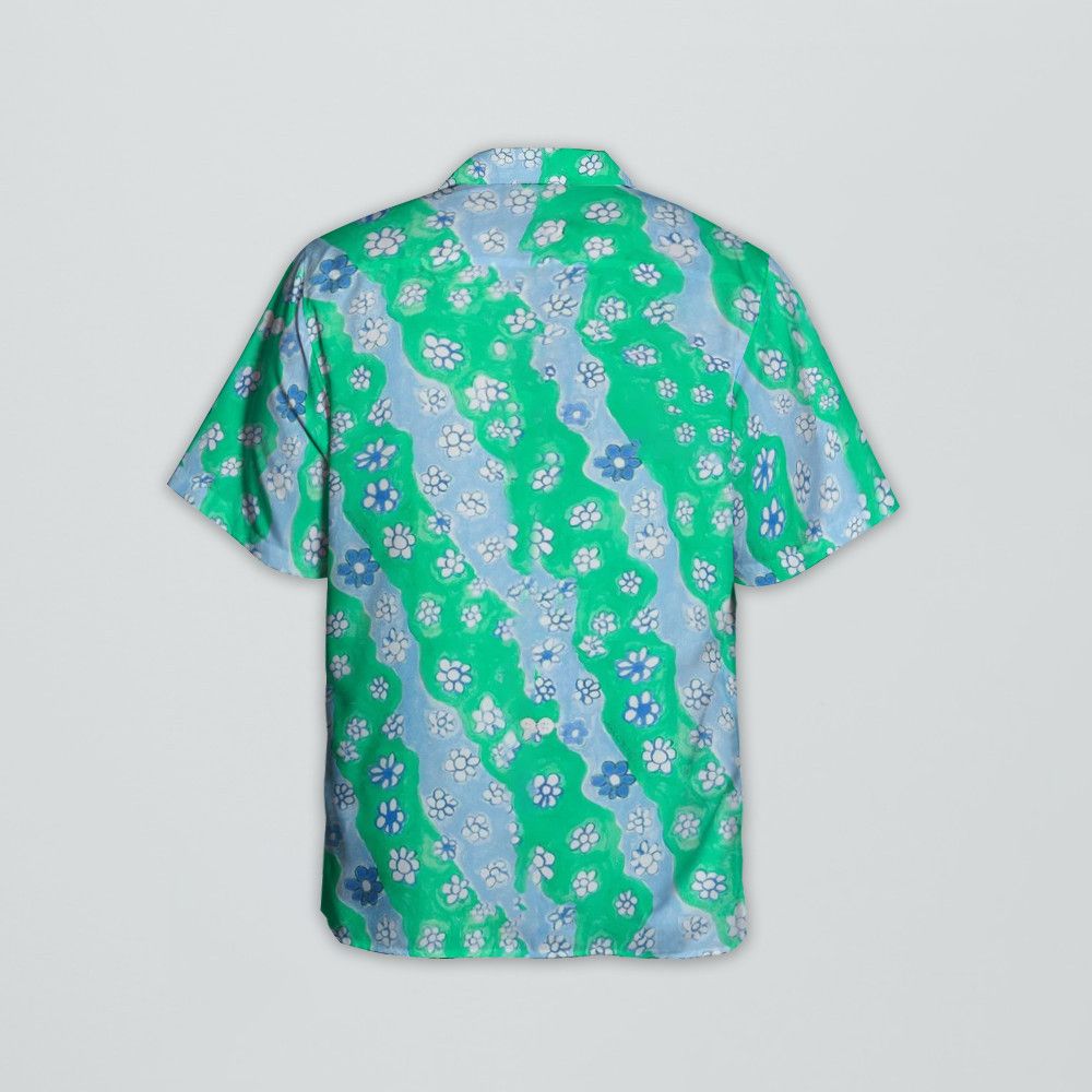 Designer Stripy Flower Poplin Shirt – Floral-Print Classic Twist Size US M / EU 48-50 / 2 - 4 Thumbnail