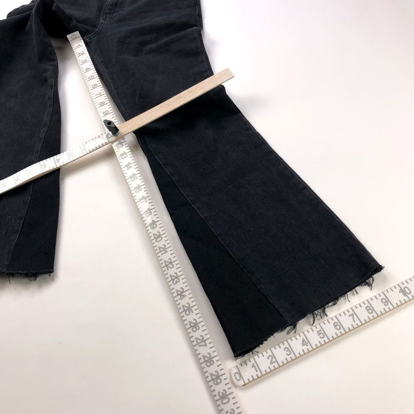 Vintage Askk NY Flare Jeans High Rise 26 Black 28L Festival Button Pockets 5-Pocket Denim Women XS? Size 26" / US 2 / IT 38 - 5 Thumbnail