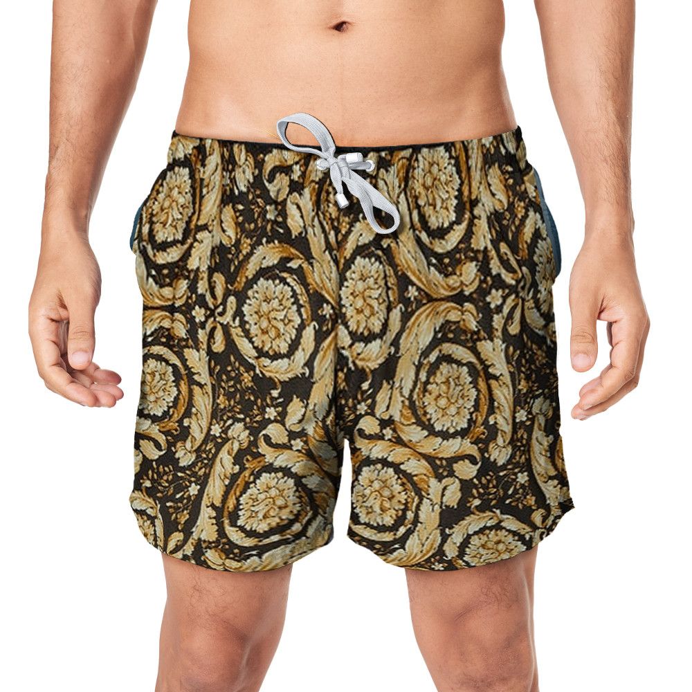Designer × Vintage Men’s Barocco Jacquard Shorts – Summer Edition Size US 33 - 1 Thumbnail