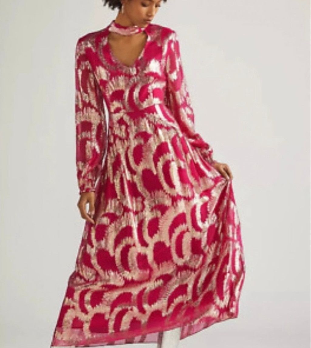 hemant & nandita metallic maxi dress HEMANT & NANDITA | Dresses | Hemant Nandita Ruffle Metallic Maxi