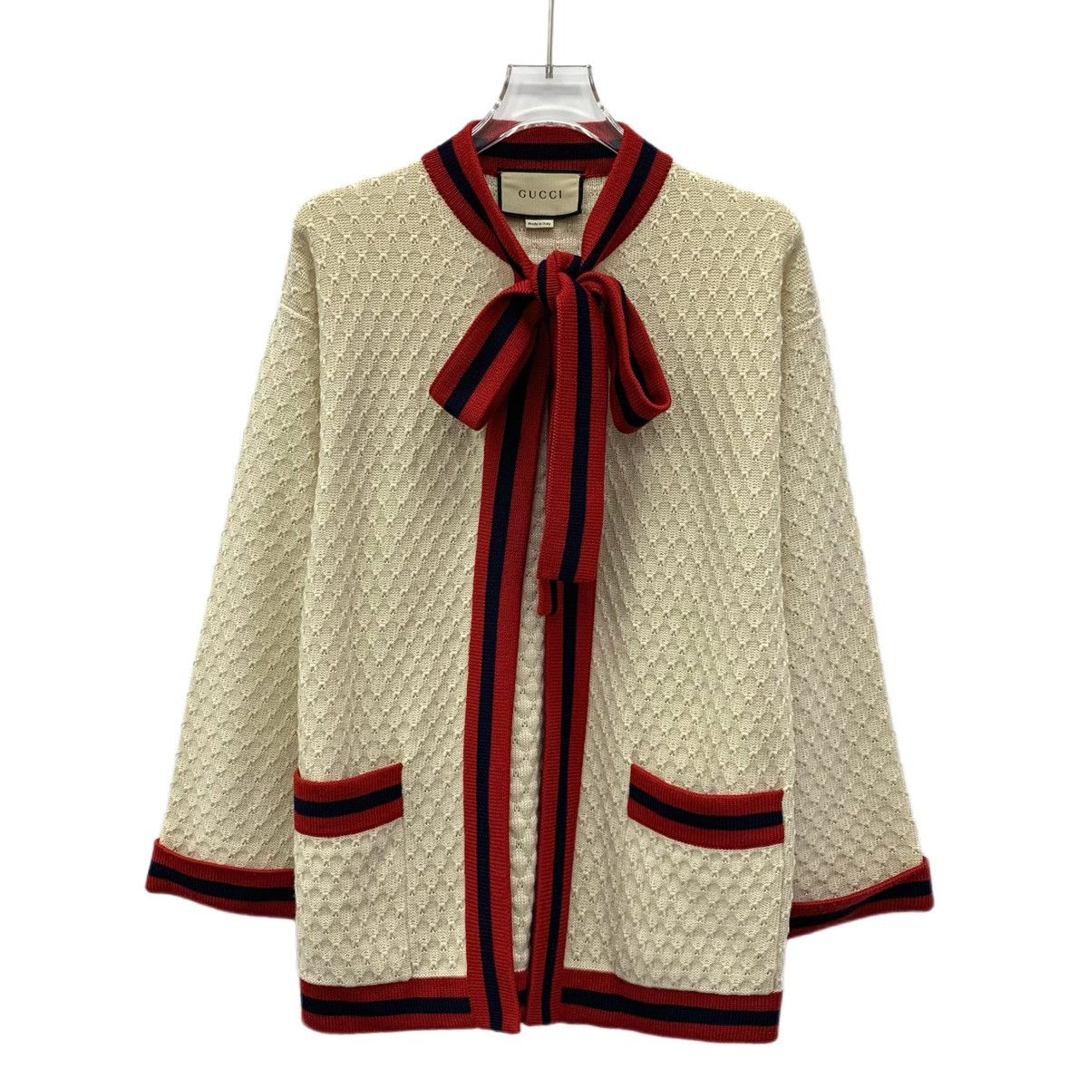 Gucci Gucci Striped Bow Tie Wool Long Sleeve Knit Cardigan K26WX Size XS / US 0-2 / IT 36-38 - 1 Thumbnail