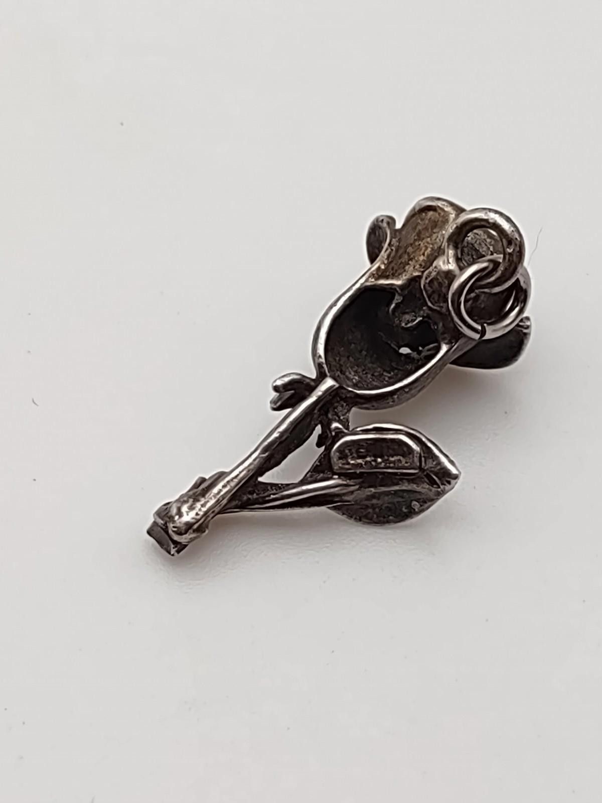 Sterling Silver Vintage Sterling Silver Rose Flower Pendant Size ONE SIZE - 4 Thumbnail