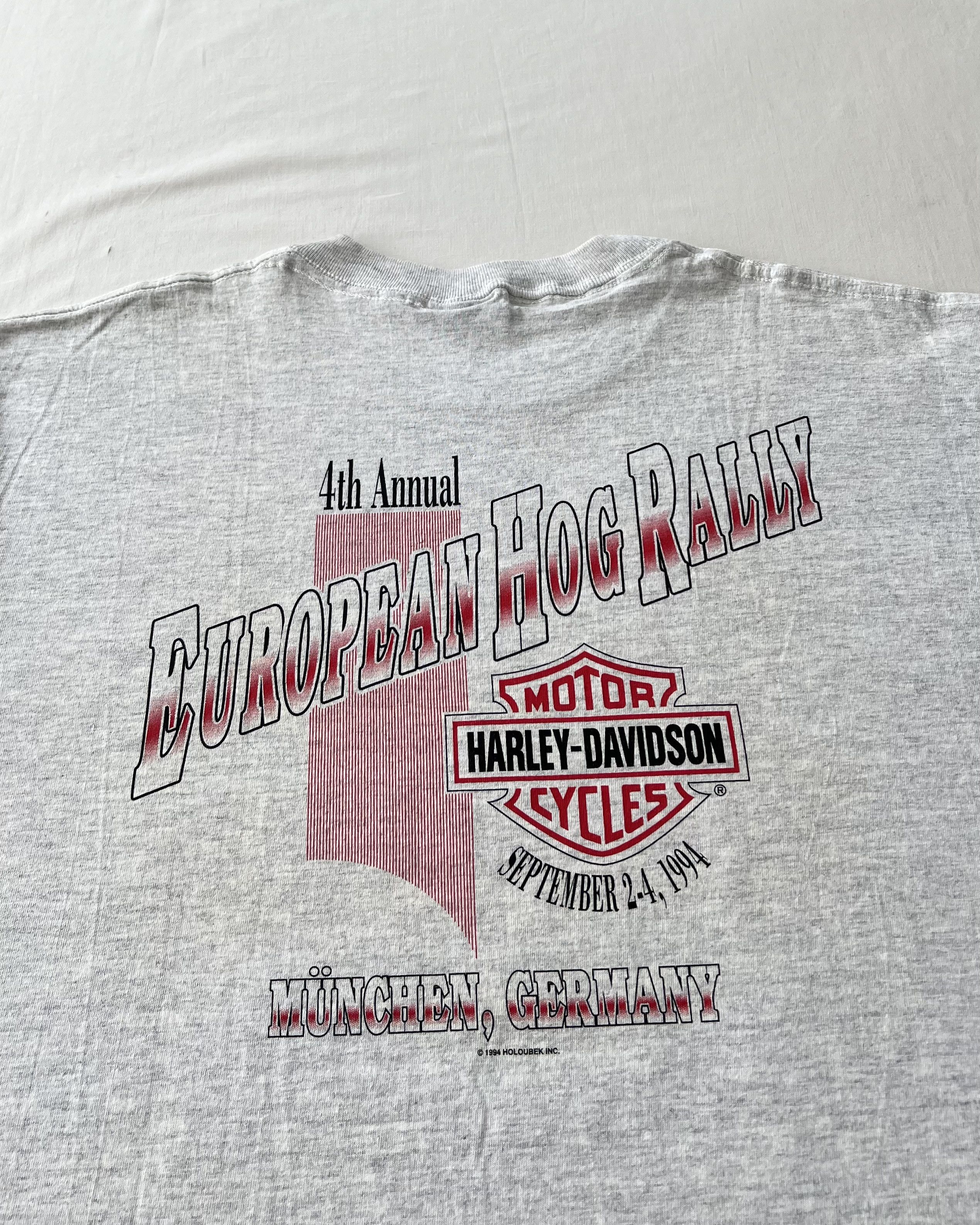Harley Davidson Vintage 1994 Harley Davidson Hog Rally Eagle Gray T-shirt Size US XL / EU 56 / 4 - 16 Thumbnail
