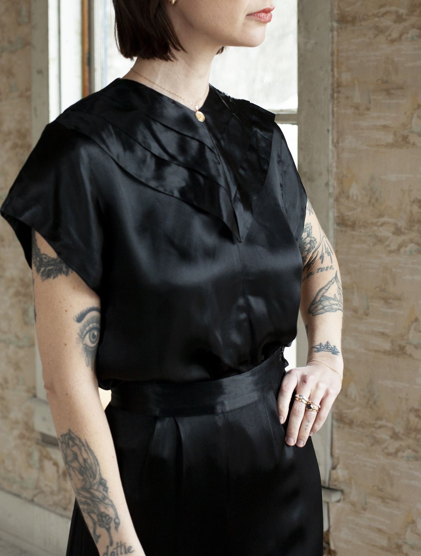 Vintage 1940s Satin Loungewear Set Size 25" / US 0 / IT 36 - 2 Thumbnail