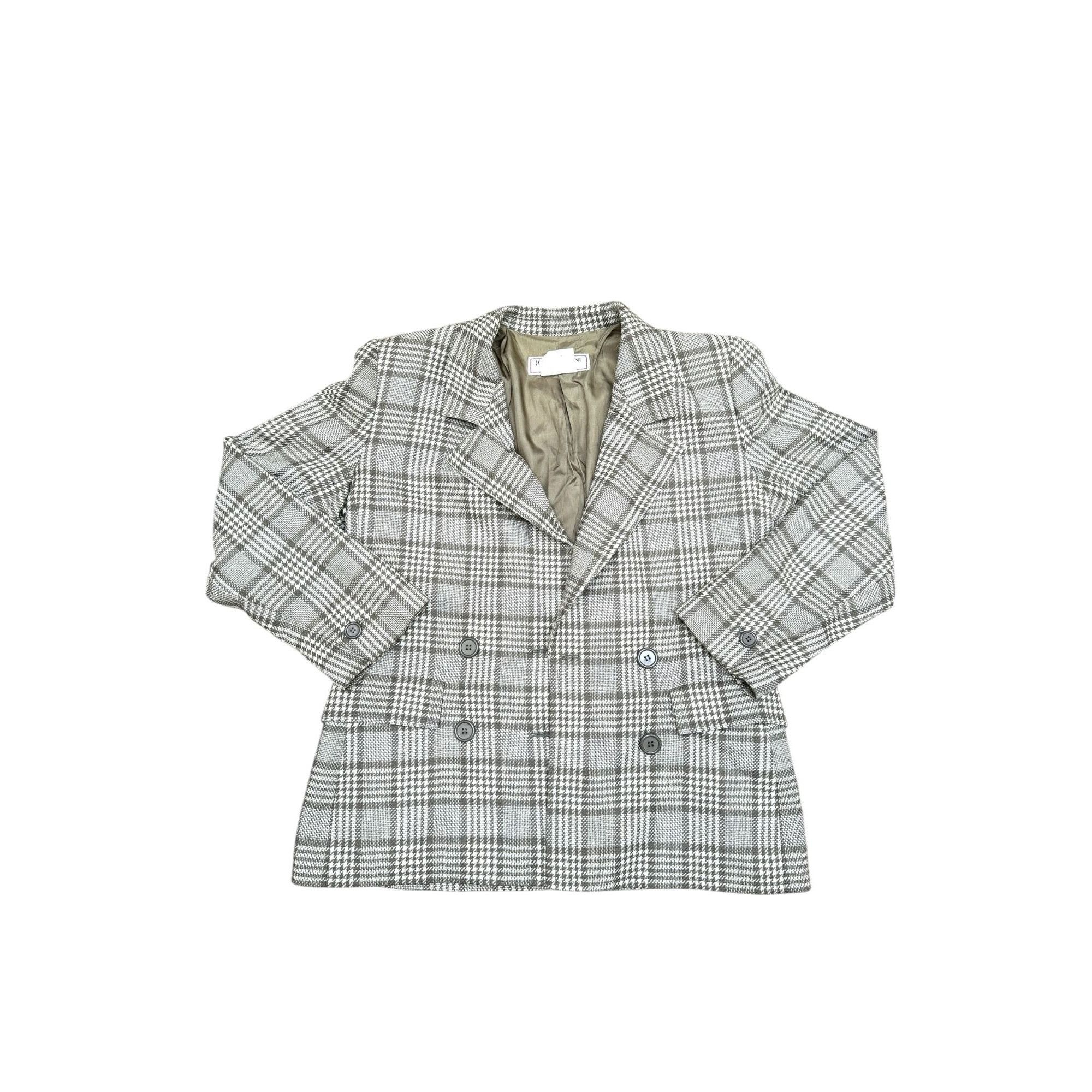Yves Saint Laurent Brown Beige Checkered Skirt Suit Size L / US 10 / IT 46 - 3 Thumbnail
