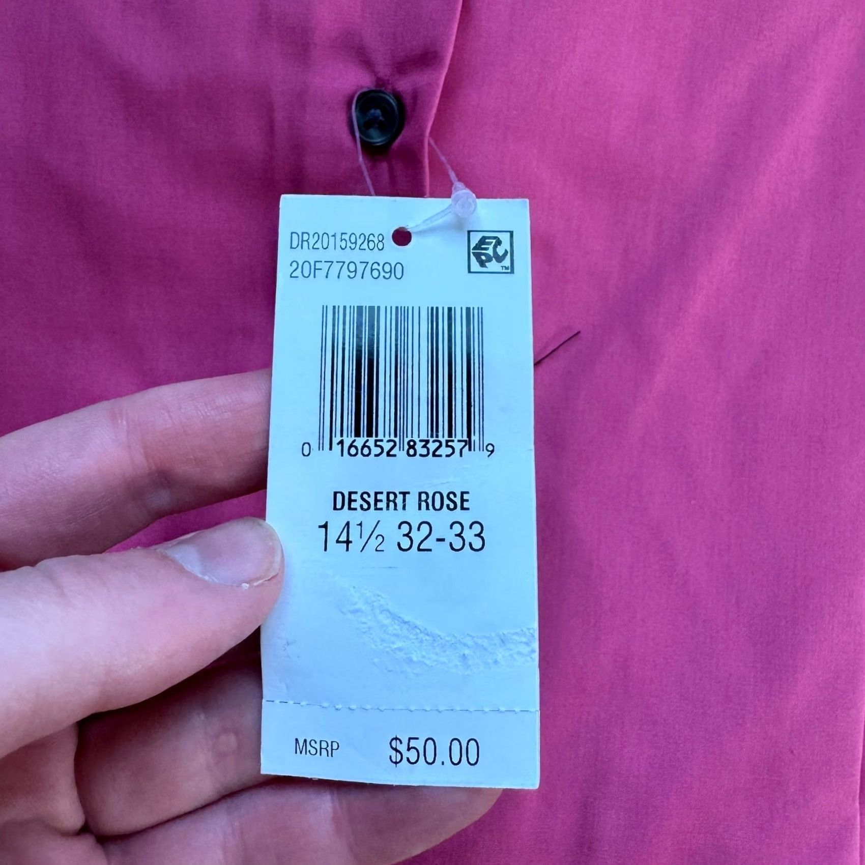 Van Heusen Van Heusen Regular Fit Wrinkle Free Poplin Dress Shirt Desert Rose 14.5 32/33 Size 40R - 2 Thumbnail