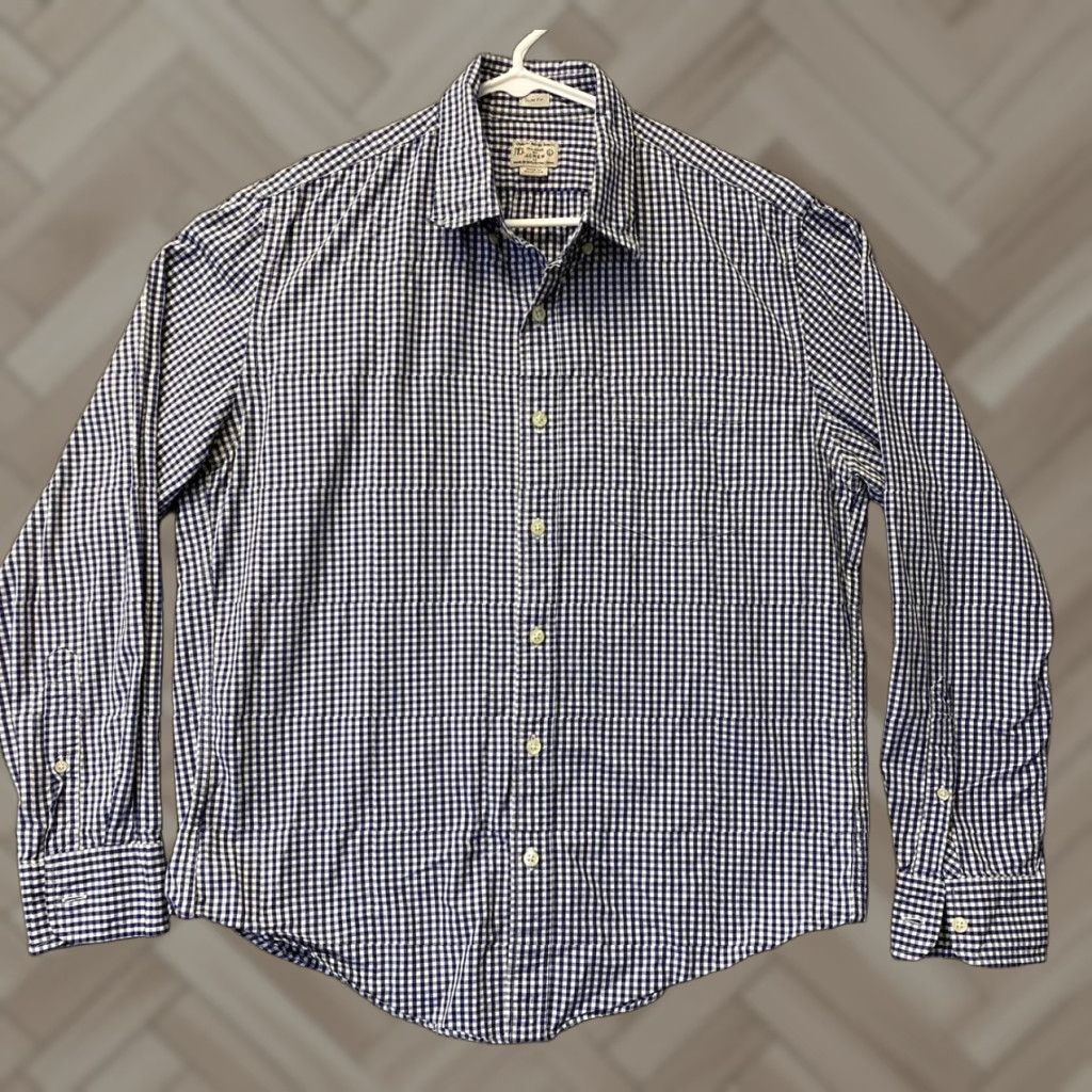 Vintage J.Crew Shirt L Blue Check Button-Down Men’s/98-2 Cotton Blend Knit Casual Button-Up Shirt Mens Regular Fit Size US L / EU 52-54 / 3 - 1 Thumbnail