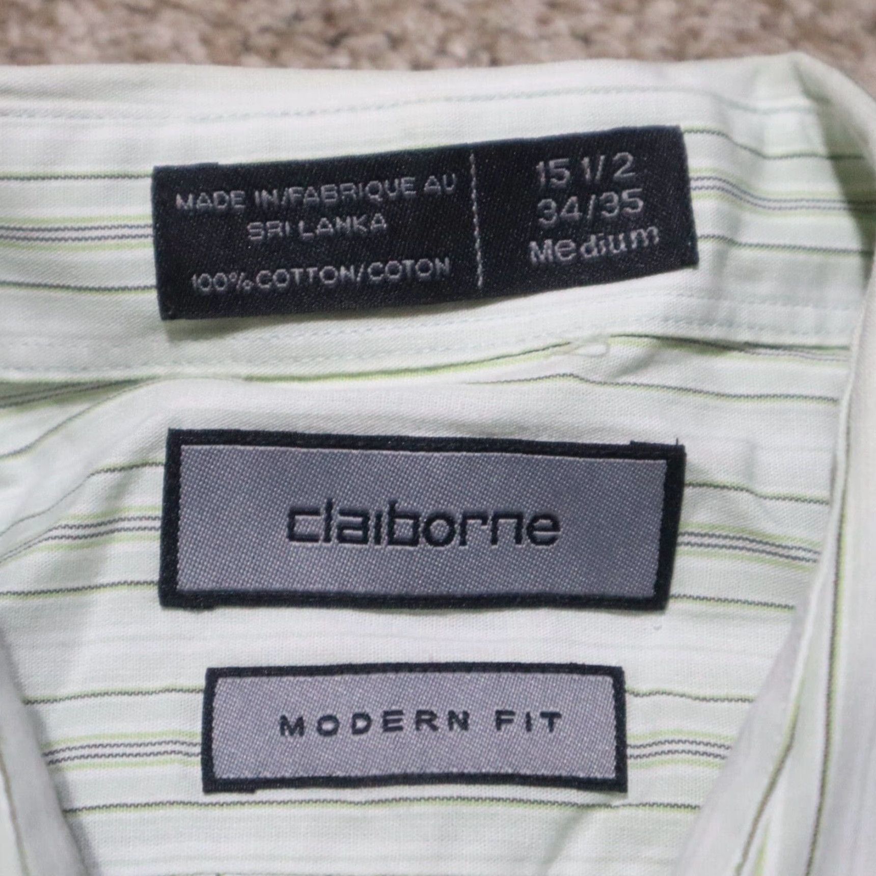 Liz Claiborne Claiborne Striped Button-Up Shirt Long Sleeve Men's Regular Size 15.5 Multicolor Casual Size US M / EU 48-50 / 2 - 3 Thumbnail