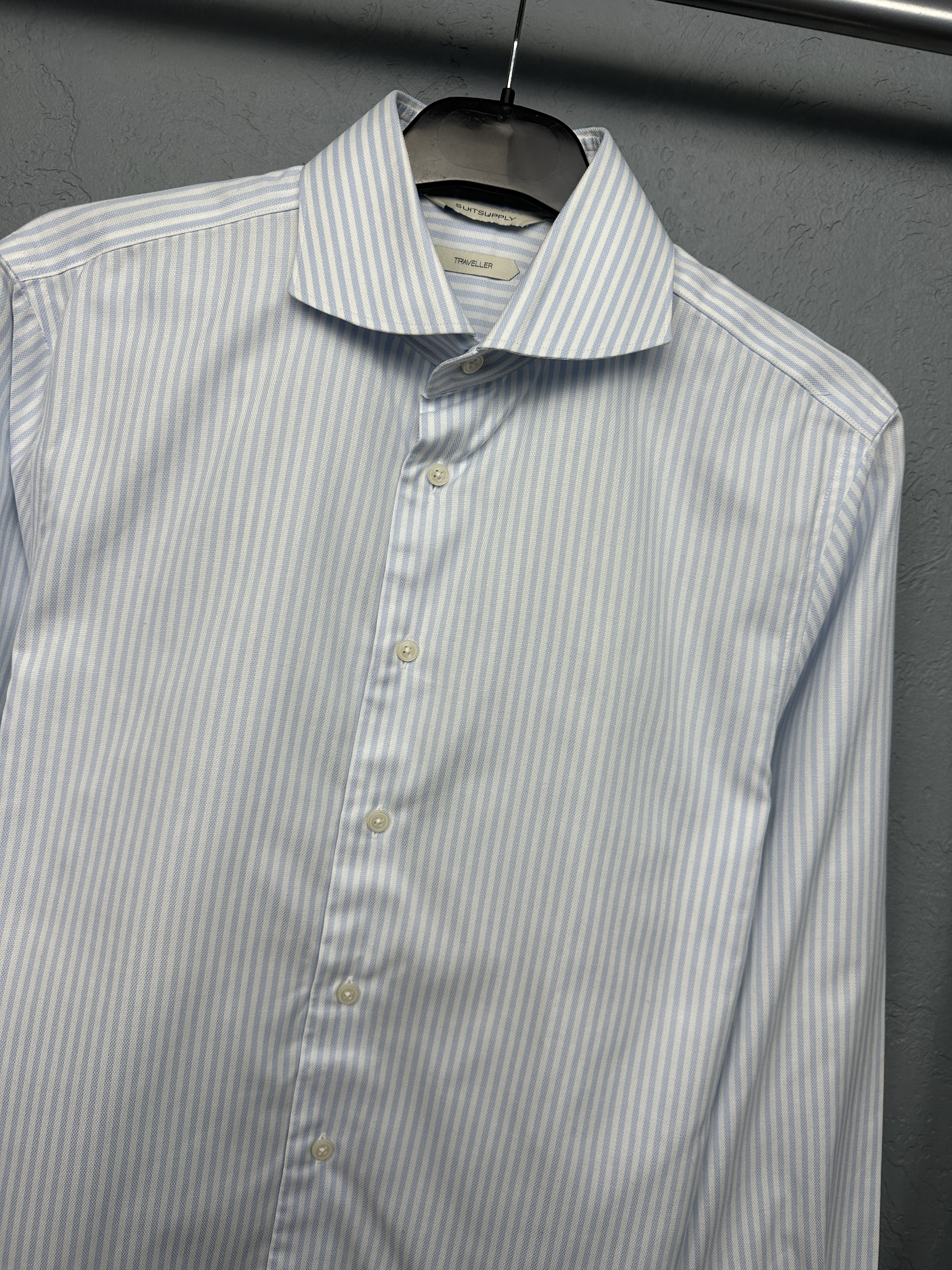 Suitsupply Suitsupply Mens Long Sleeve Striped Shirt Slim Fit Size US M / EU 48-50 / 2 - 2 Thumbnail