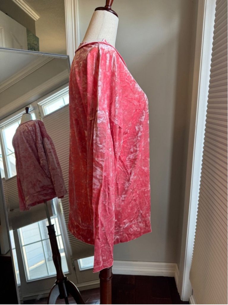 Anthropologie Maronie | Long Dolman Sleeved in Pink Salmon Velvet | L Size L / US 10 / IT 46 - 3 Thumbnail
