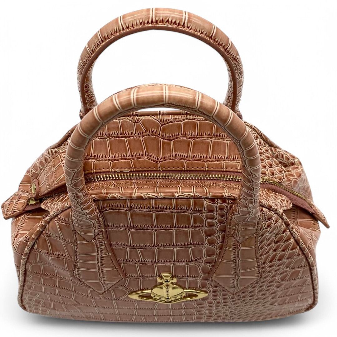 Vivienne Westwood Vivienne Westwood - Pink Croco Handbag Shoulder Bag Gold Orb Size ONE SIZE - 4 Thumbnail