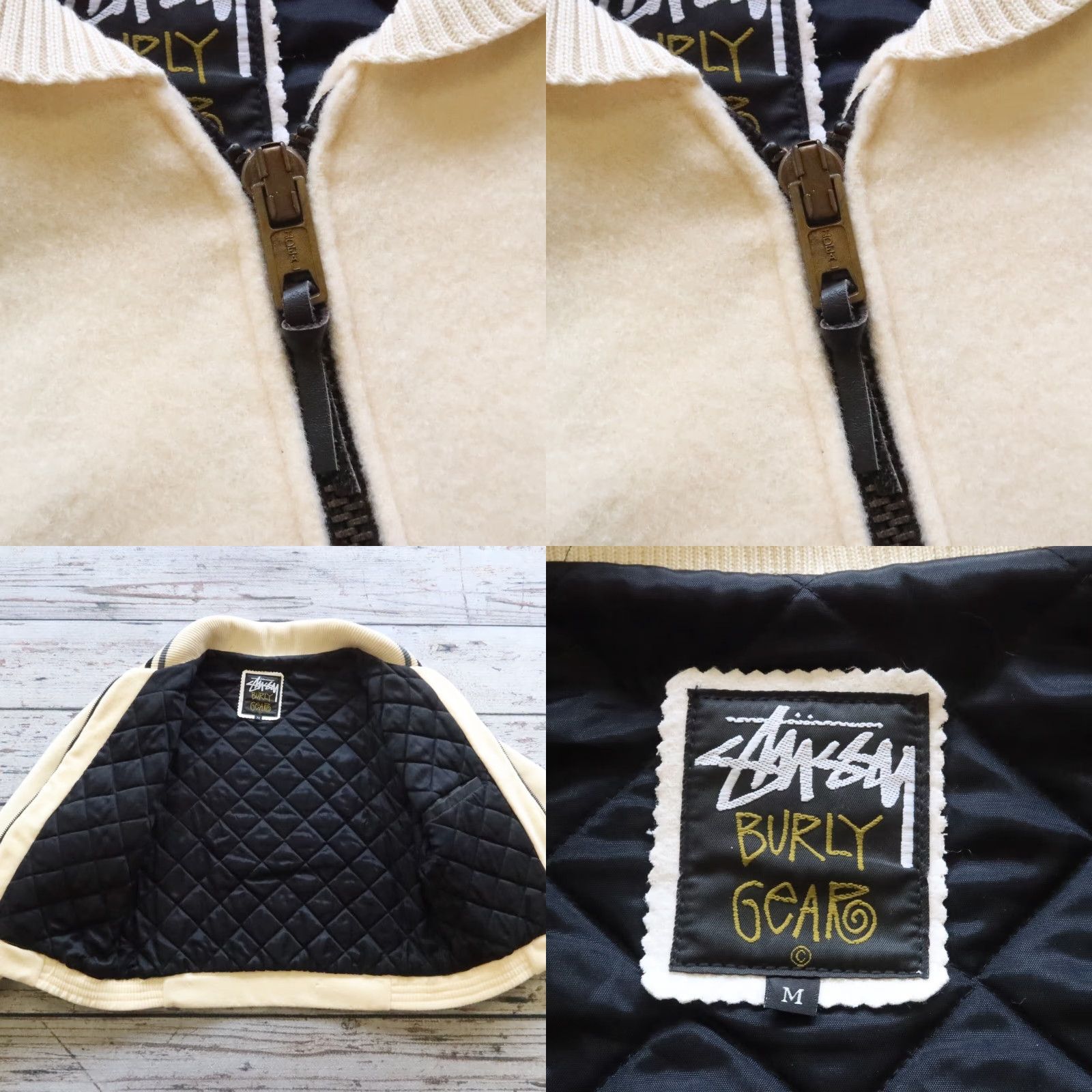 Vintage VINTAGE Stussy Burly Gear World Tribe Wool Varsity Jacket M Beige Men Jacket M USA Size US M / EU 48-50 / 2 - 10 Thumbnail
