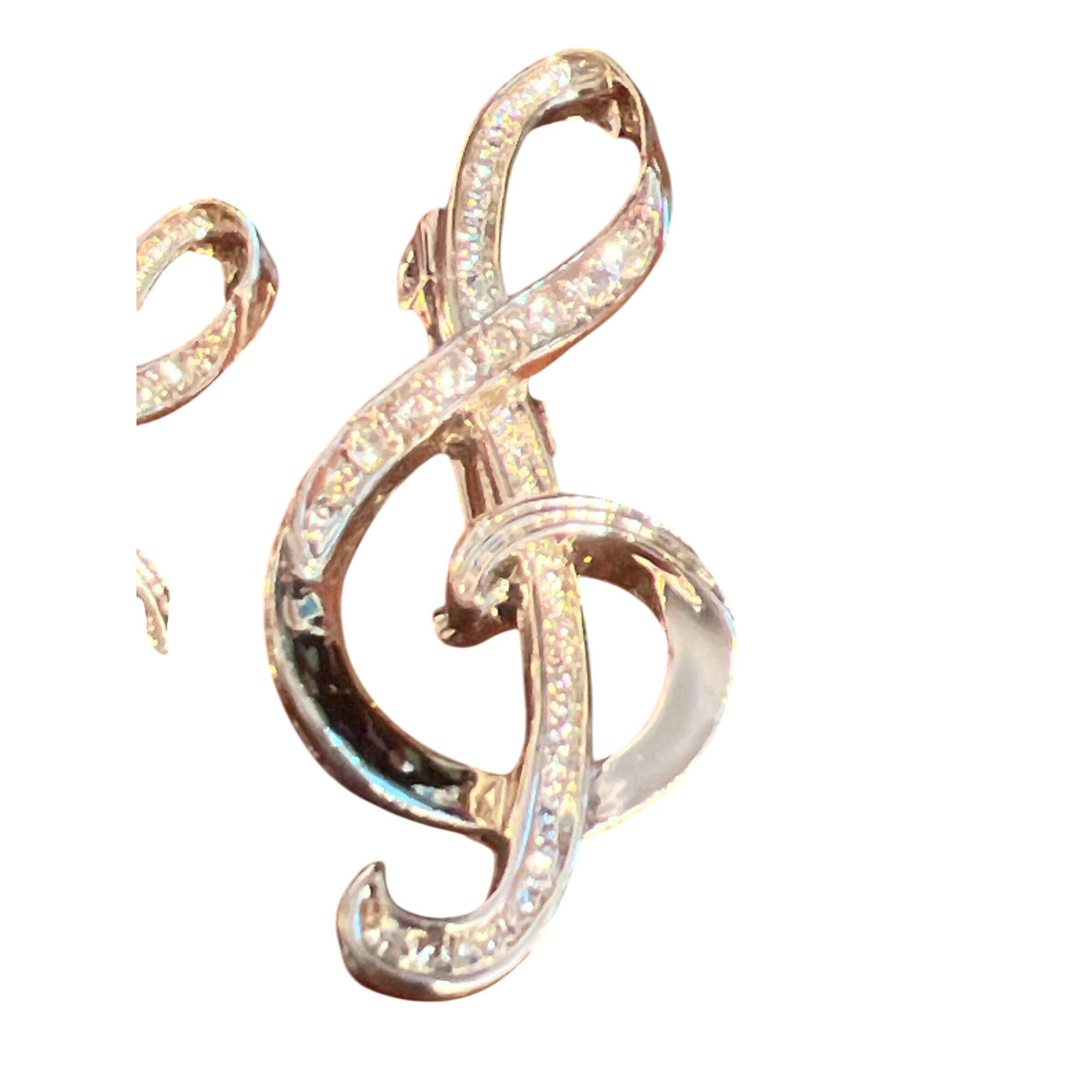 Other Set of 2 Vintage Treble Clef Scatter Pins Gold Tone Clear Rh Size ONE SIZE - 3 Thumbnail