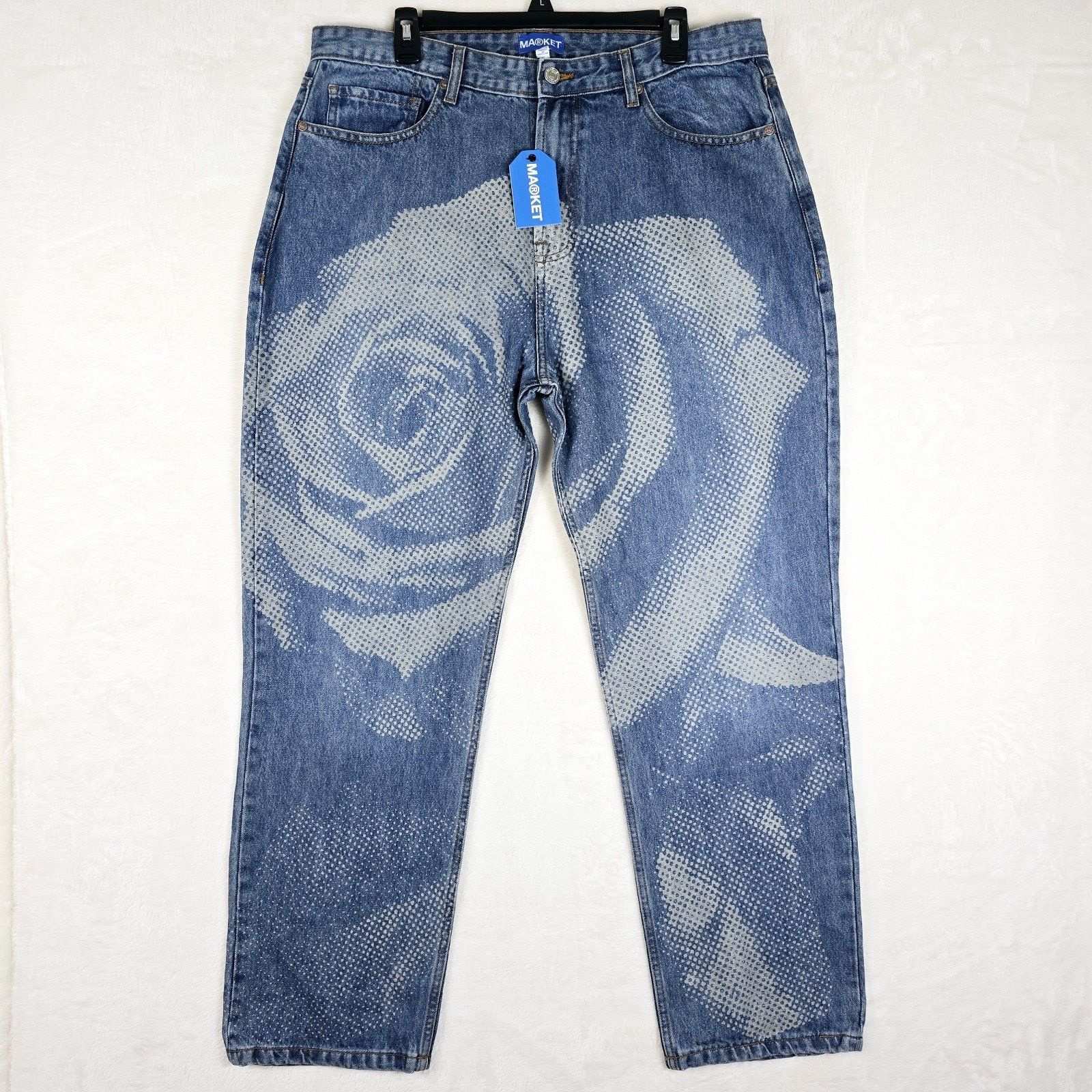 Market Chinatown Market Rose Parade Straight Leg Jeans XL 36x30 Size US 36 / EU 52 - 2 Thumbnail