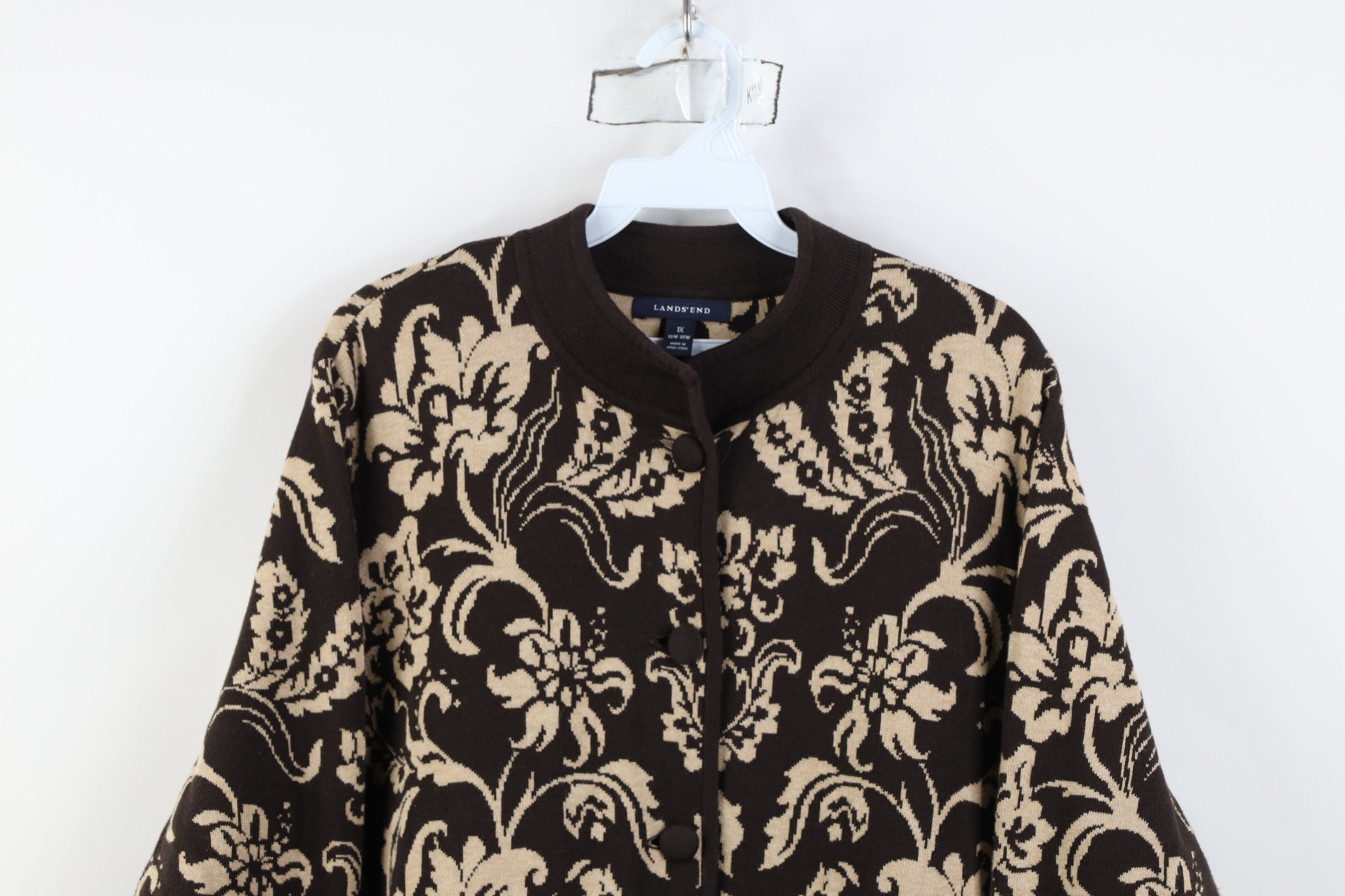 Lands' End Vintage Lands End Cotton Knit Flower Cardigan Sweater Size XL / US 12-14 / IT 48-50 - 2 Thumbnail