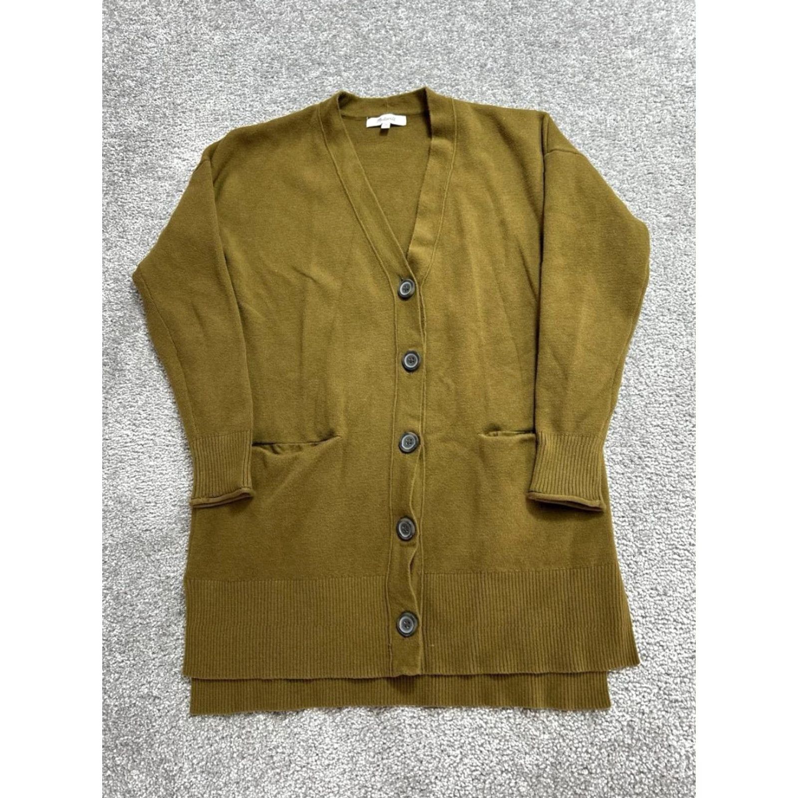 Madewell Madewell Miller Cardigan Womens XS Green Cotton Tight Knit Plunge V Neck Size XS / US 0-2 / IT 36-38 - 2 Thumbnail