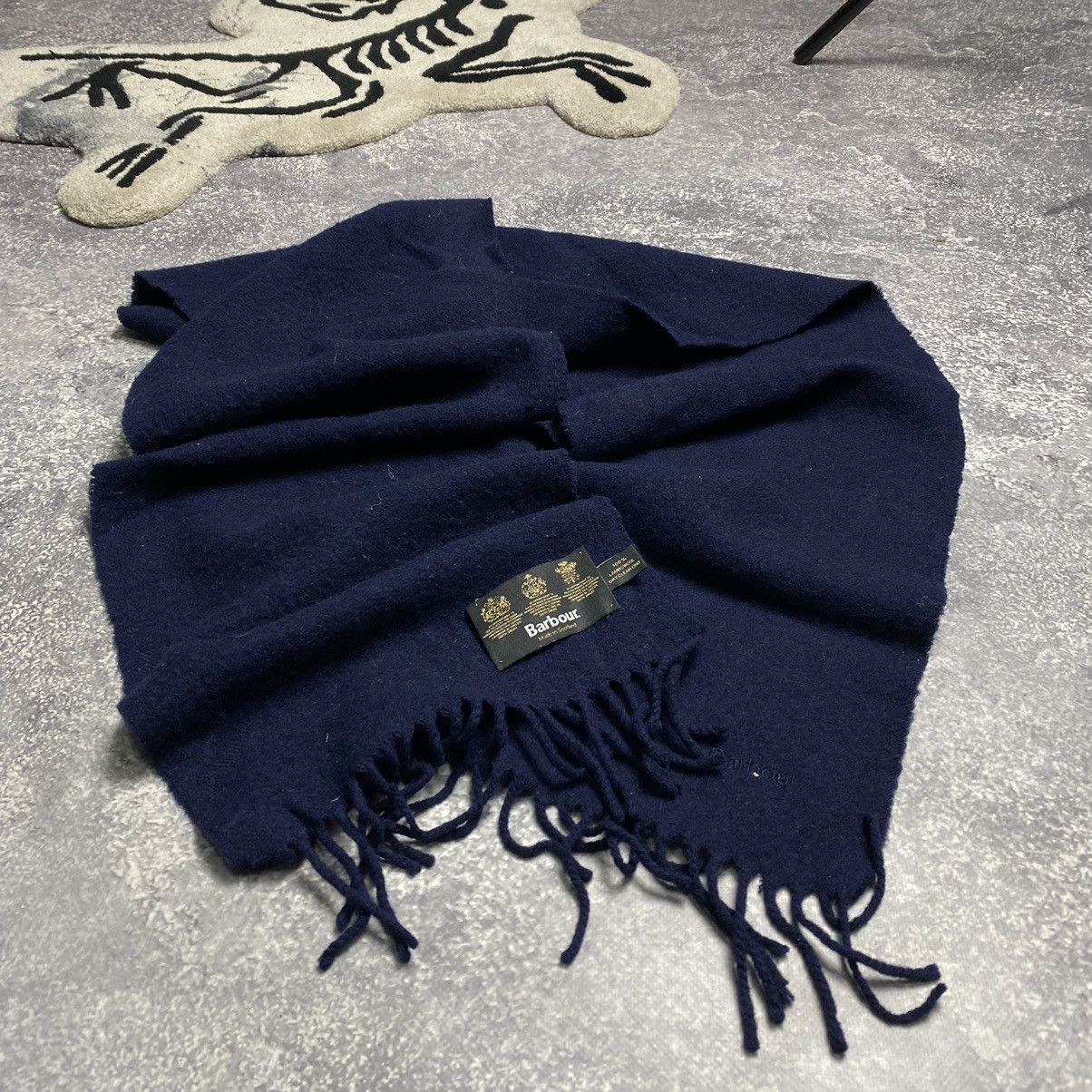Barbour × Vintage Vintage Barbour Small logo Lambswool y2k opium scarf Size ONE SIZE - 1 Thumbnail