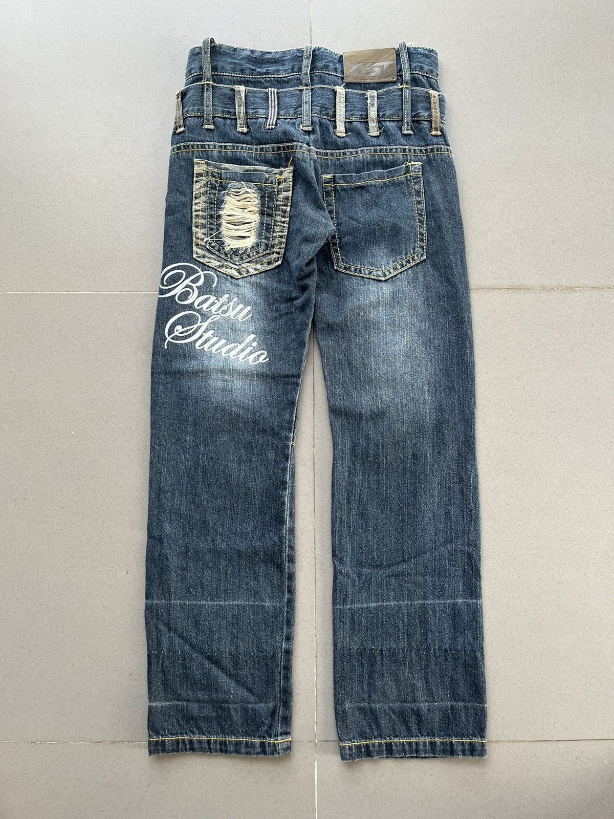 14th Addiction Japanese~Bat-tsu Studio Double Waist Poem Punk Denim Pants Size US 28 / EU 44 - 2 Thumbnail